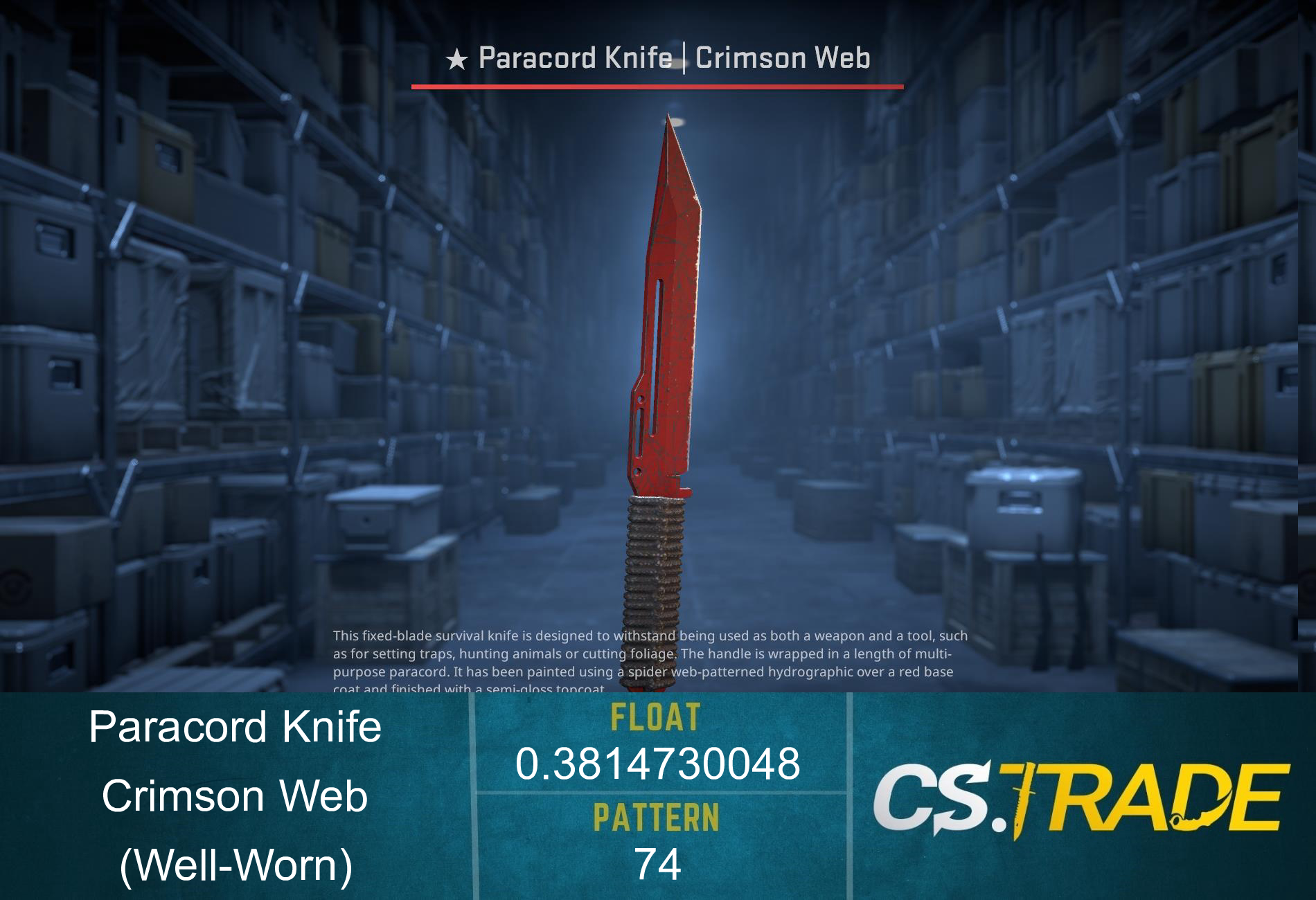 ★ StatTrak™ Paracord Knife | Crimson Web (Well-Worn) Screenshot