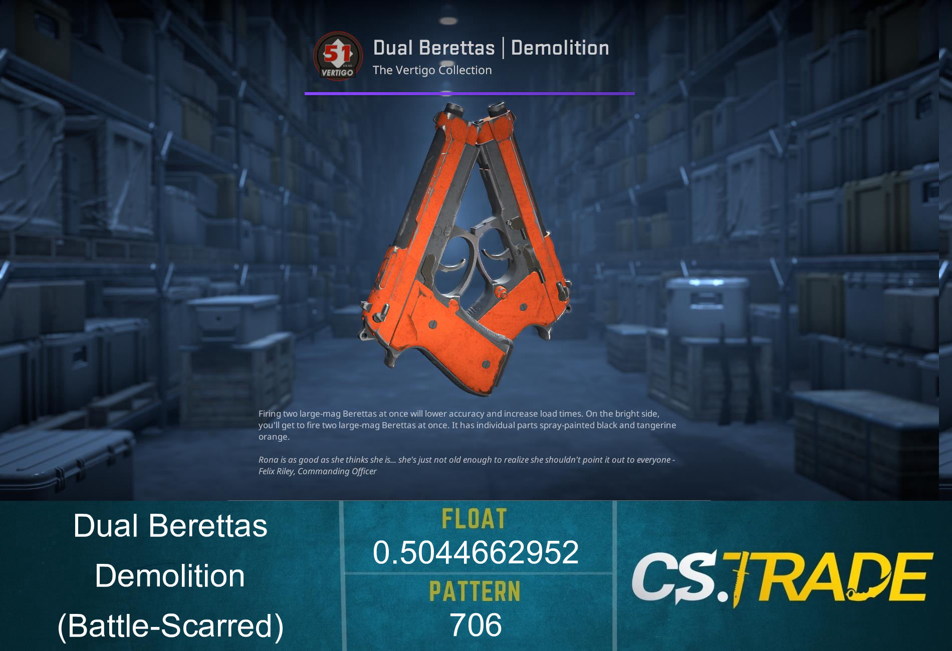 Souvenir Dual Berettas | Demolition (Battle-Scarred) Screenshot