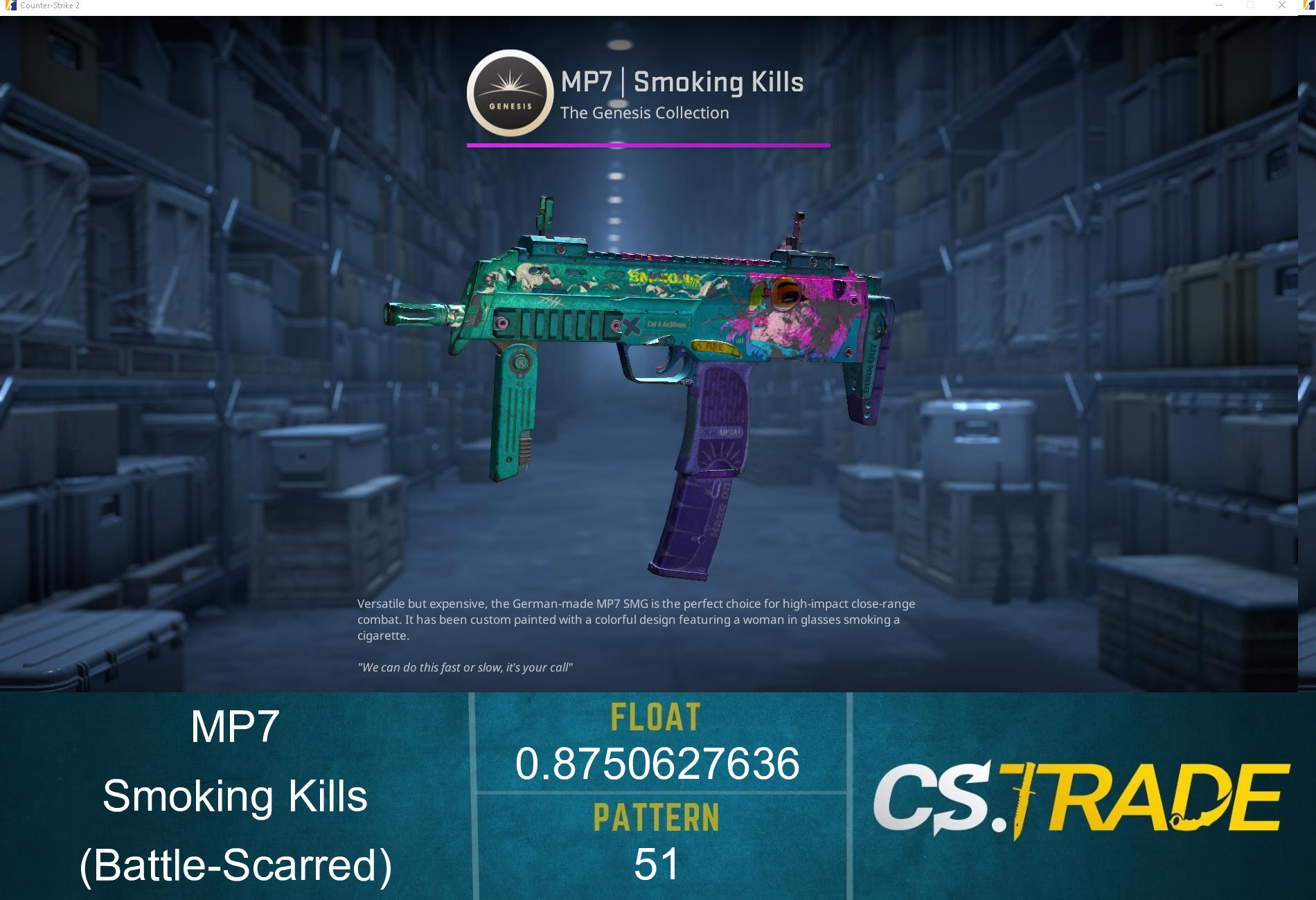 MP7 | Smoking Kills (Battle-Scarred)