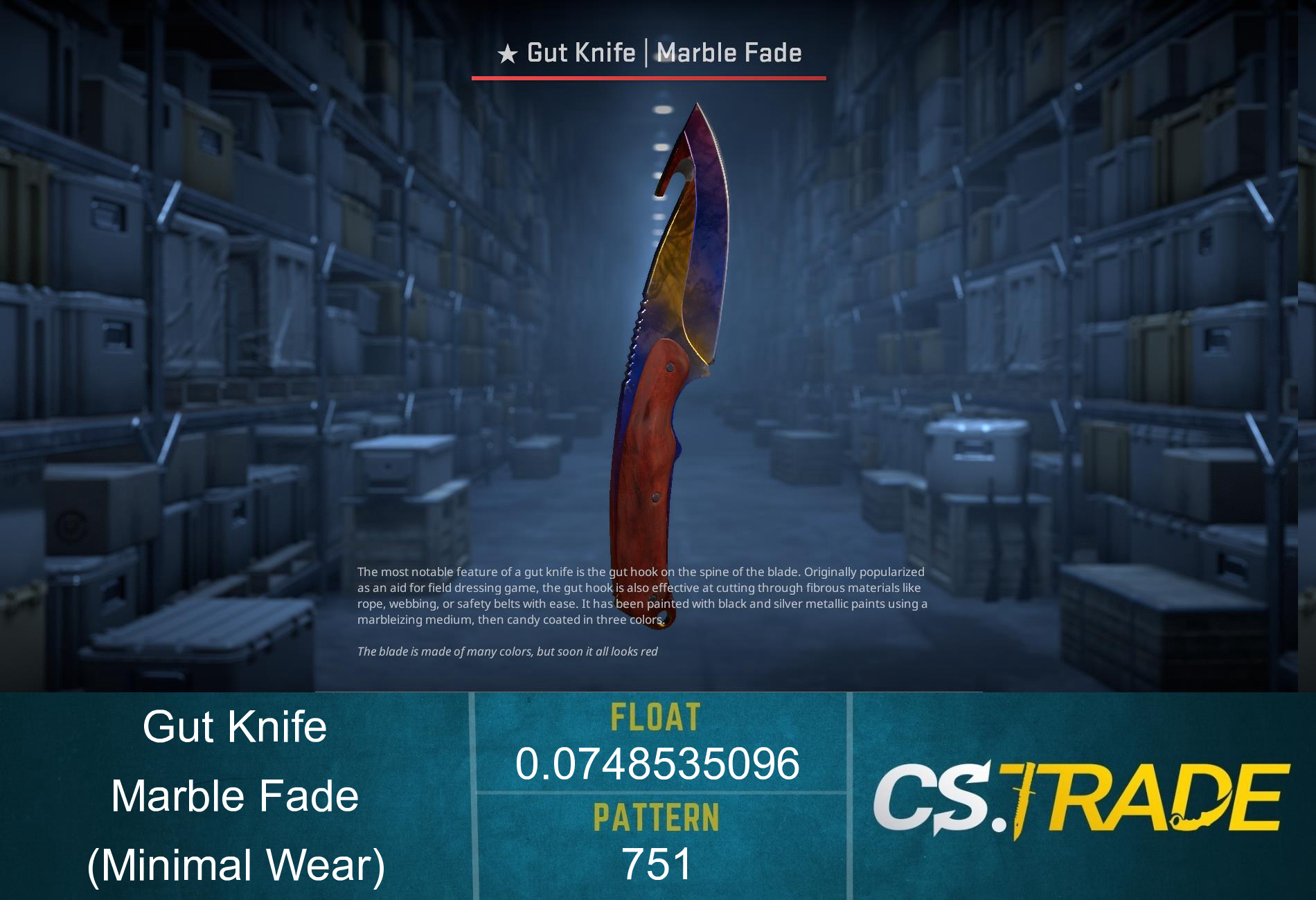 ★ StatTrak™ Gut Knife | Marble Fade (Minimal Wear) Screenshot