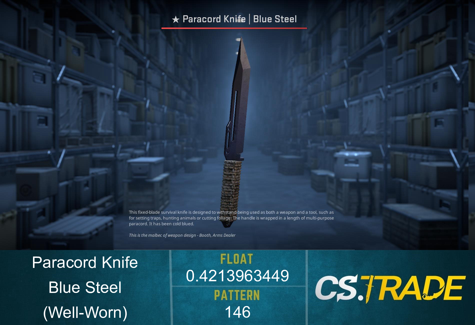 ★ StatTrak™ Paracord Knife | Blue Steel (Well-Worn) Screenshot