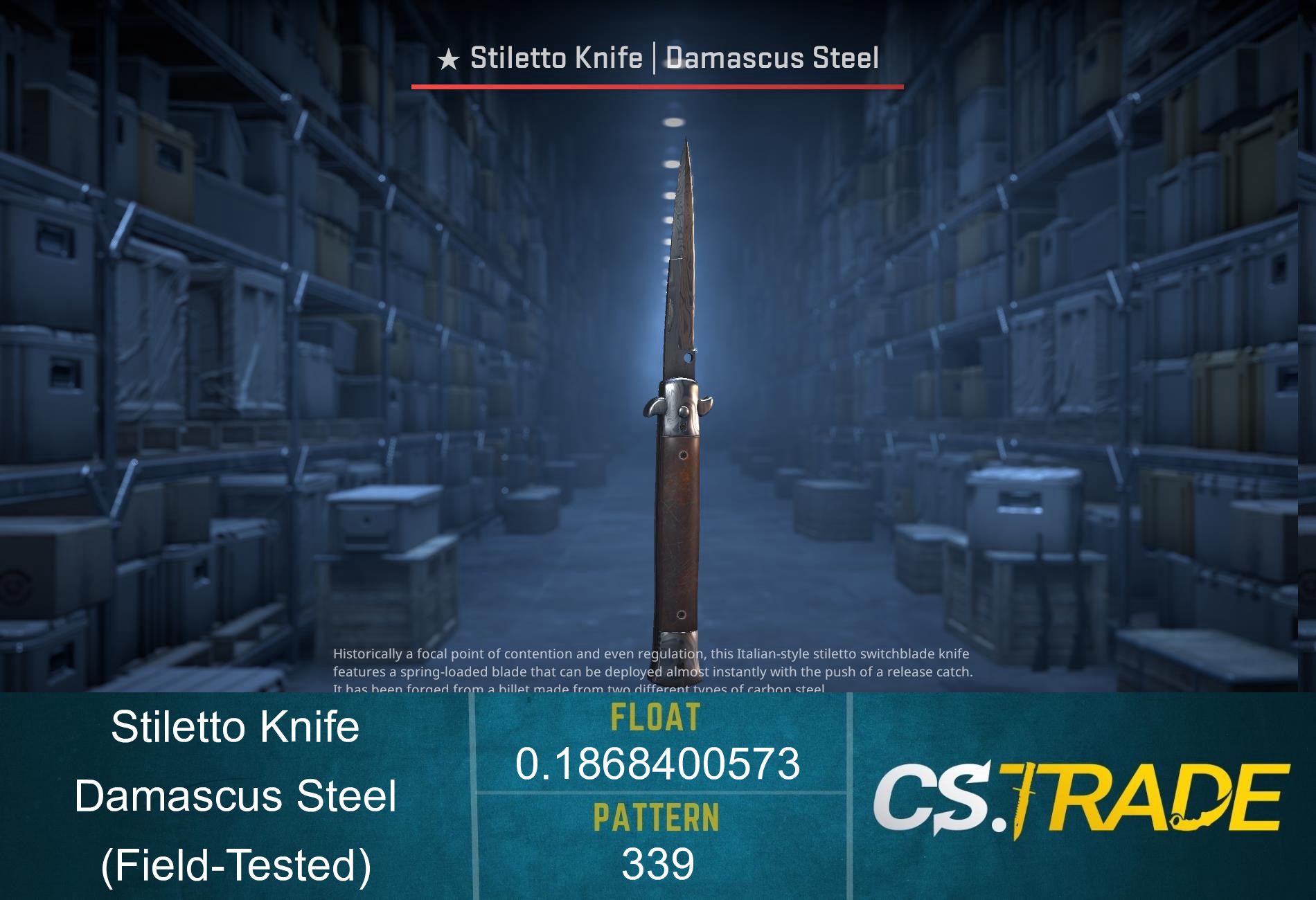 ★ StatTrak™ Stiletto Knife | Damascus Steel (Field-Tested) Screenshot