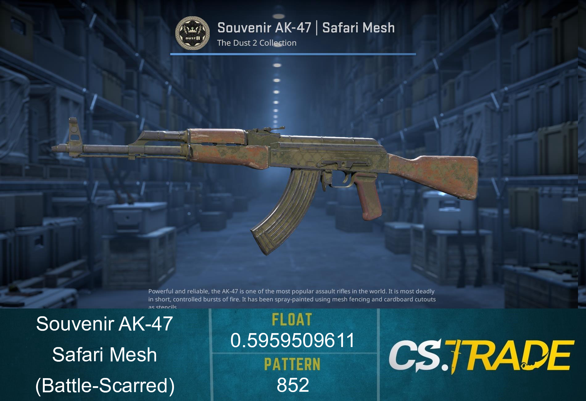 Souvenir AK-47 | Safari Mesh (Battle-Scarred) Screenshot