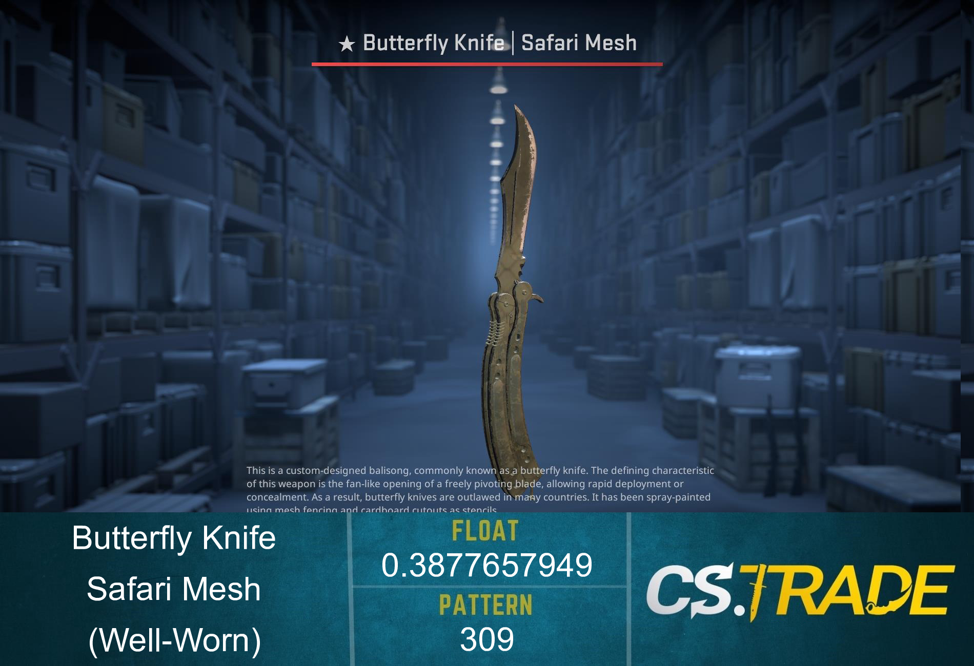 ★ Butterfly Knife | Safari Mesh (Well-Worn) Screenshot