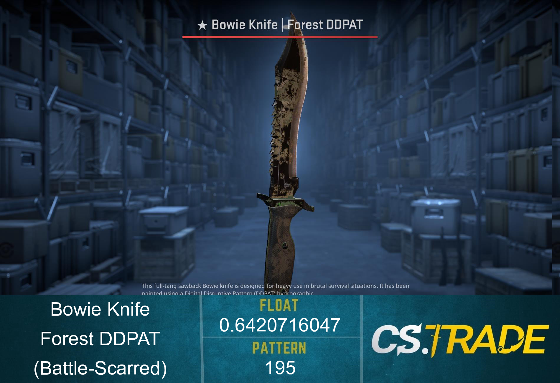 ★ StatTrak™ Bowie Knife | Forest DDPAT (Battle-Scarred) Screenshot