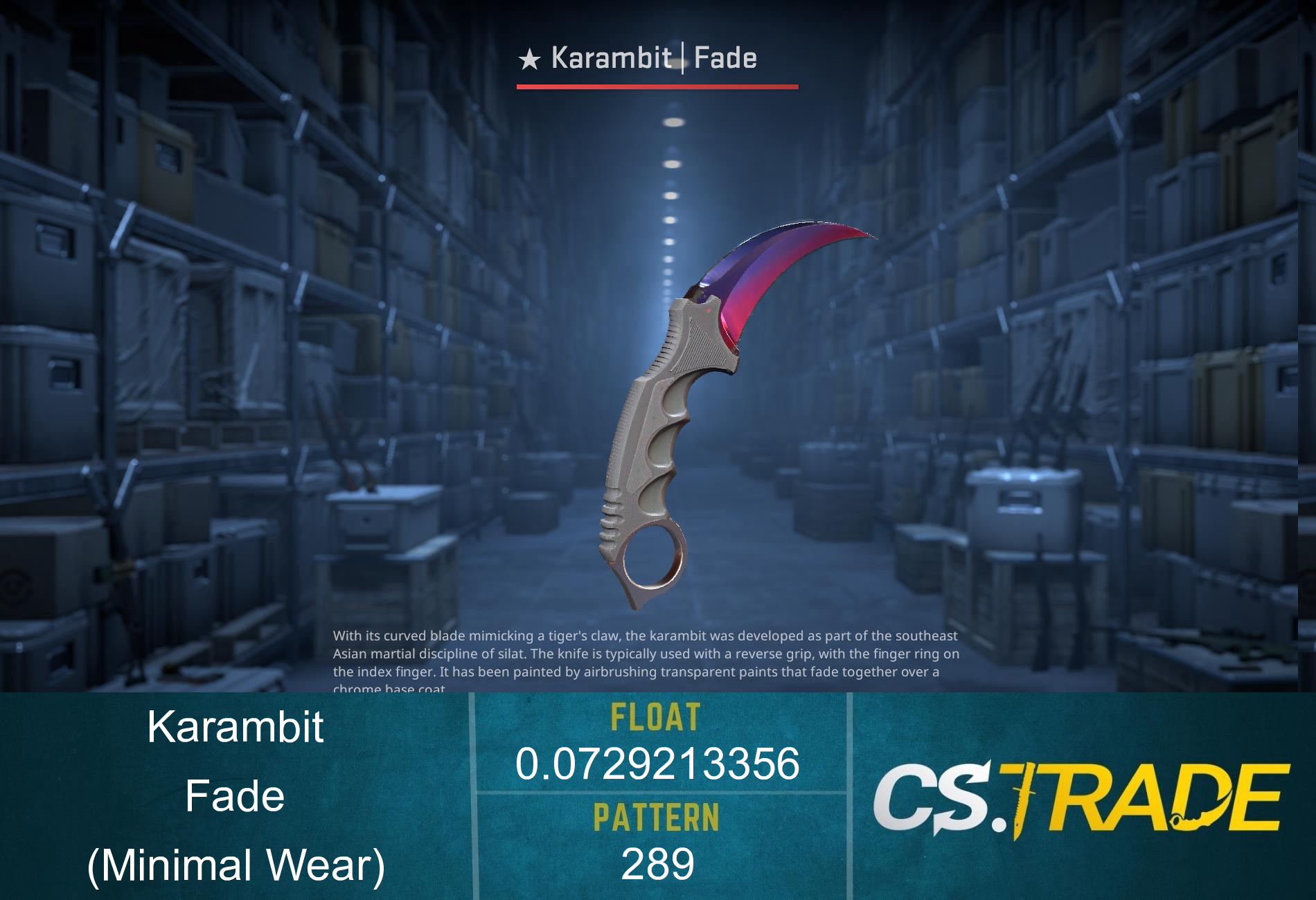 ★ StatTrak™ Karambit | Fade (Minimal Wear) Screenshot