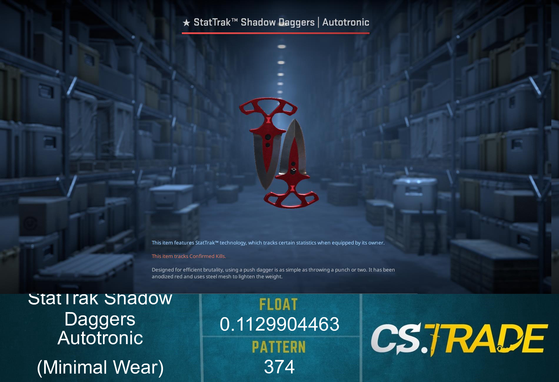 ★ StatTrak™ Shadow Daggers | Autotronic (Minimal Wear)