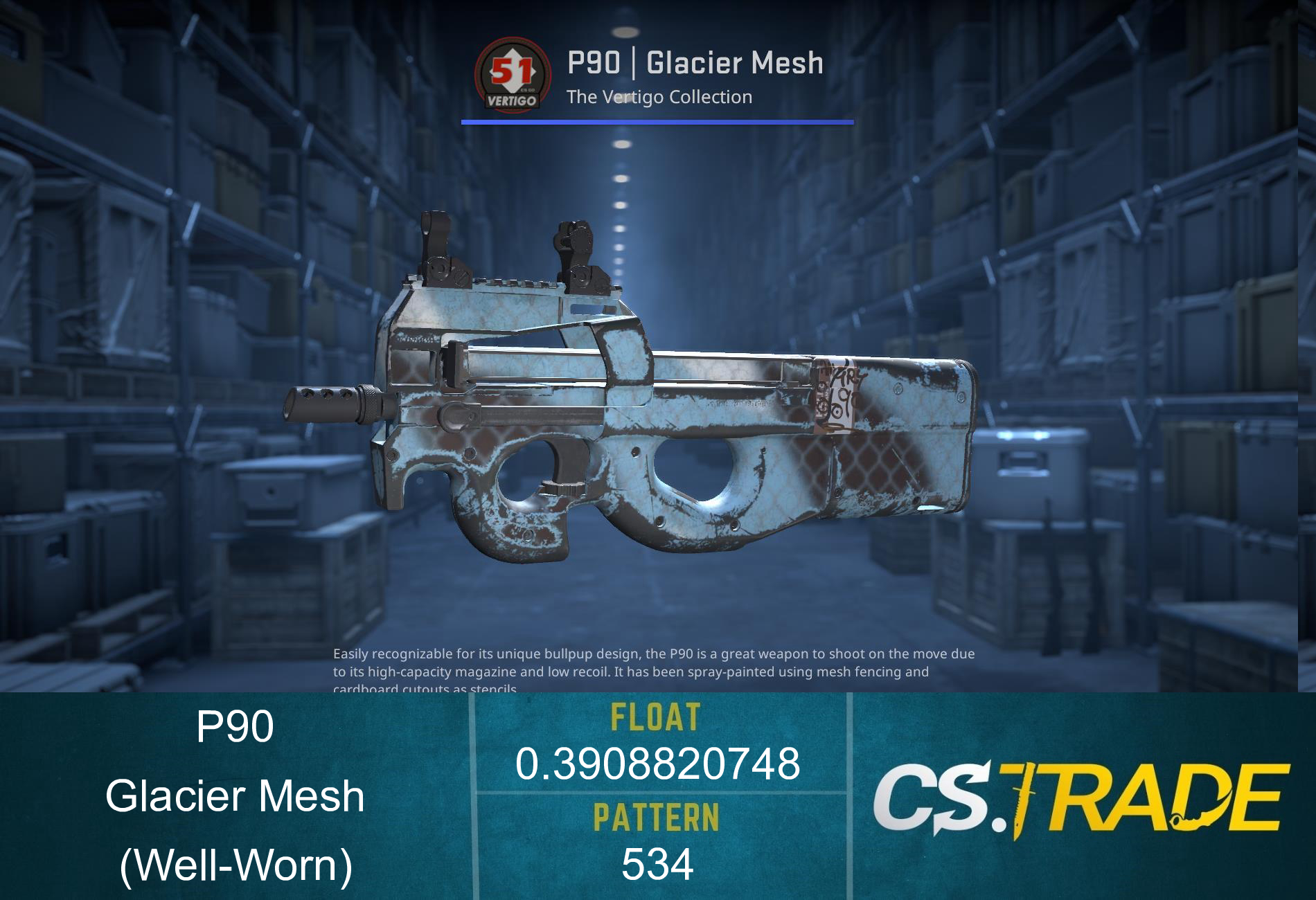 P90 | Glacier Mesh (Well-Worn) Screenshot