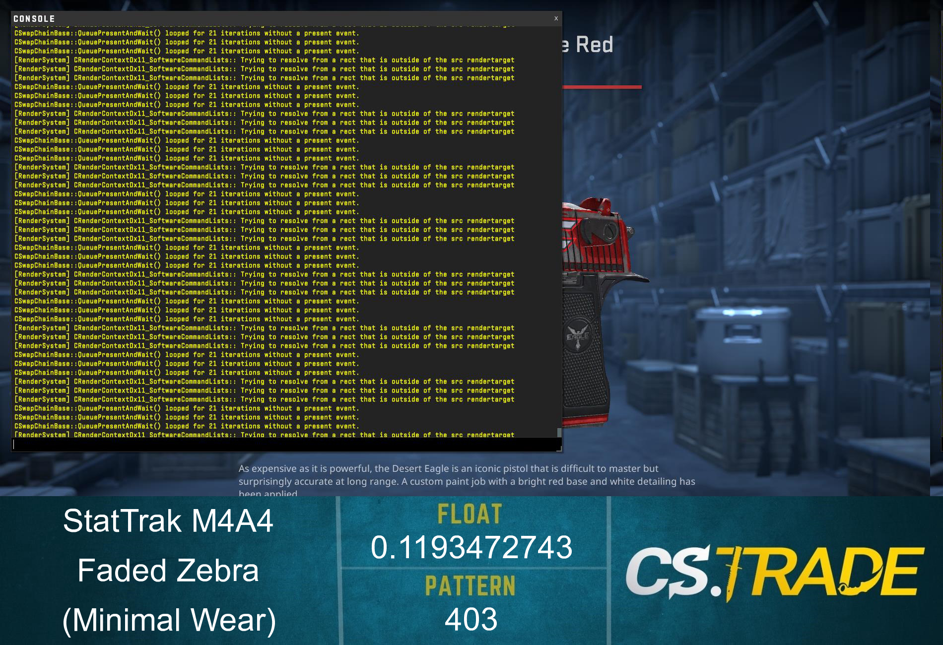 StatTrak™ M4A4 | Faded Zebra (Minimal Wear) Screenshot