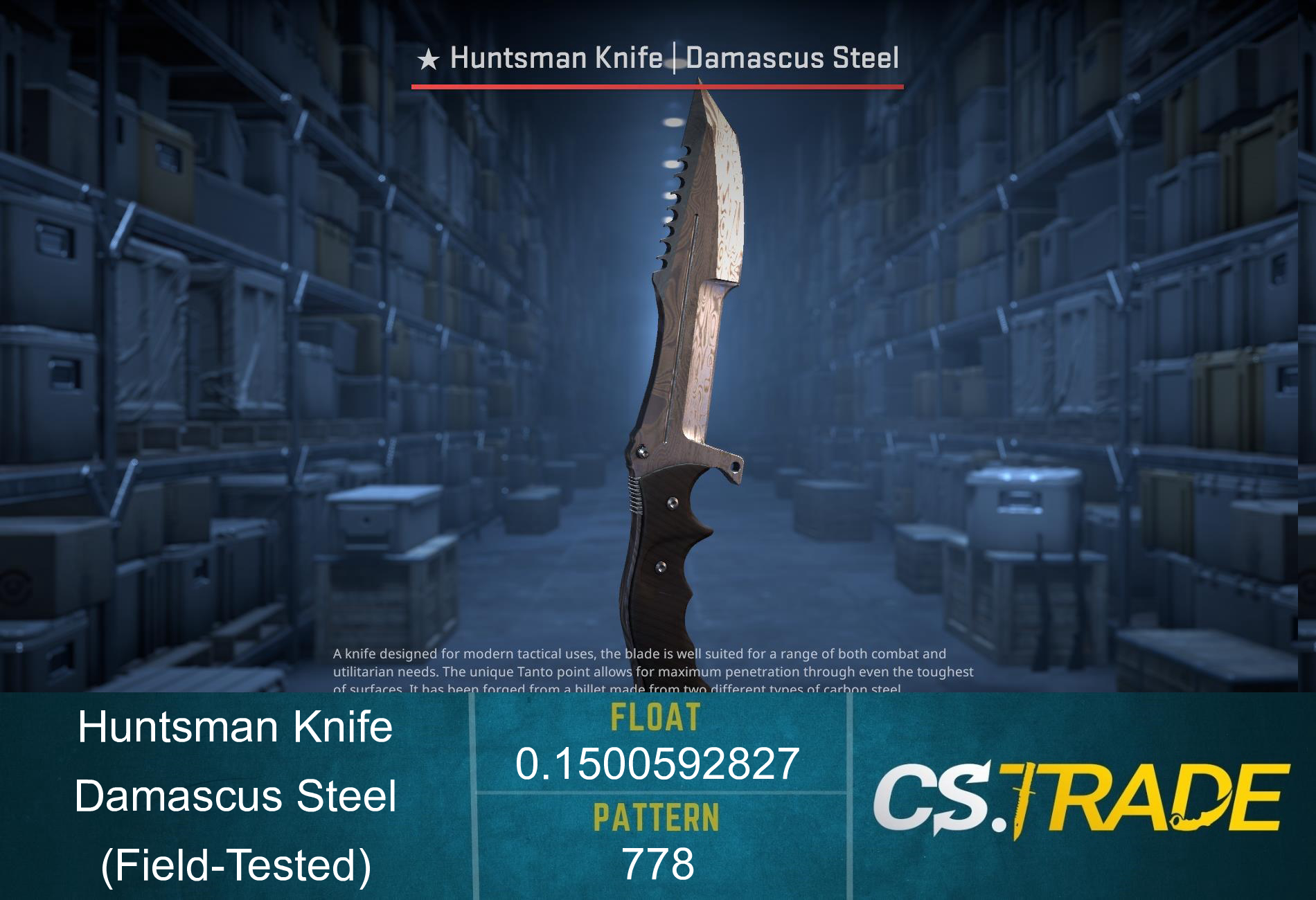 ★ StatTrak™ Huntsman Knife | Damascus Steel (Field-Tested) Screenshot