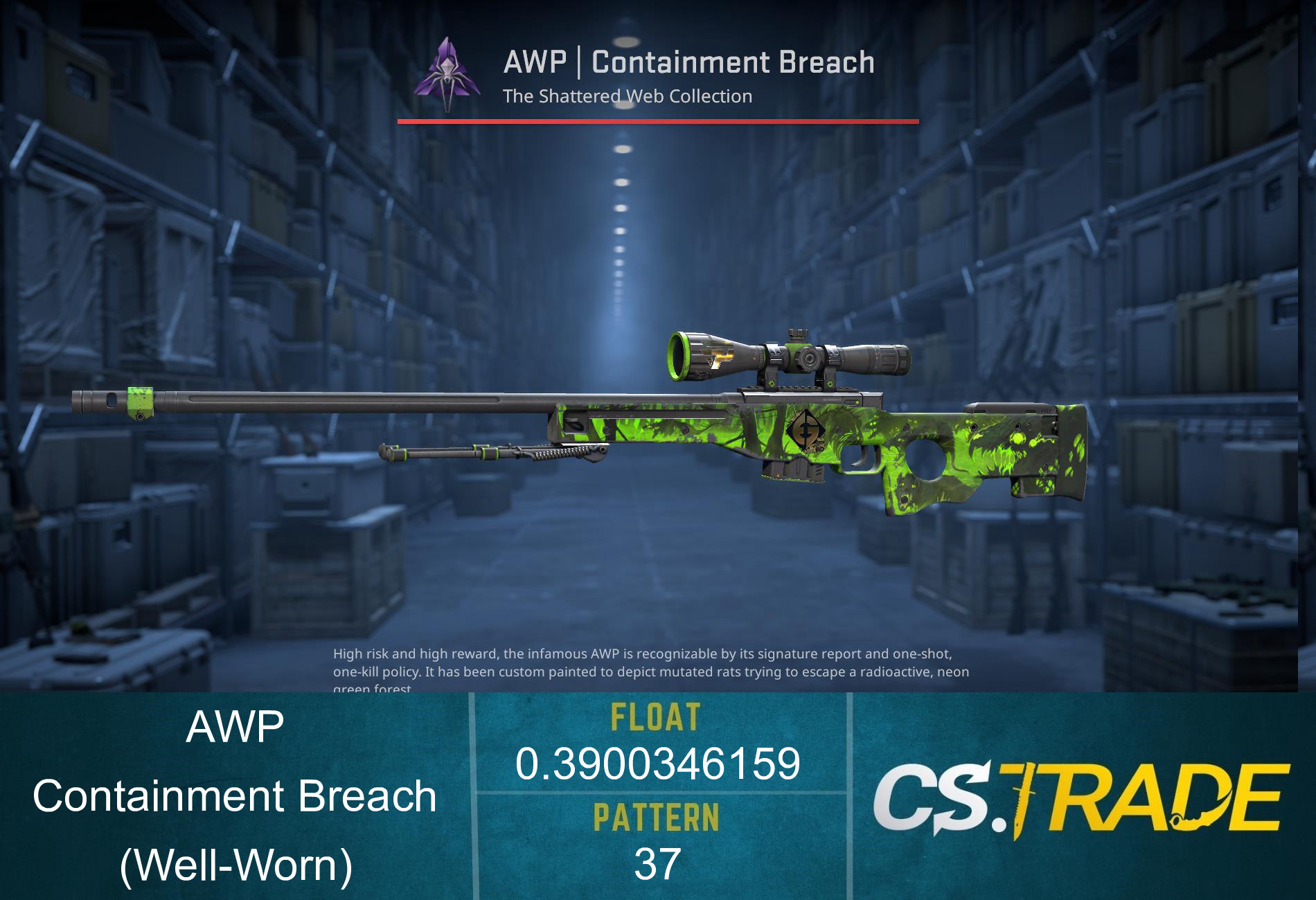 StatTrak™ AWP | Containment Breach (Well-Worn) Screenshot