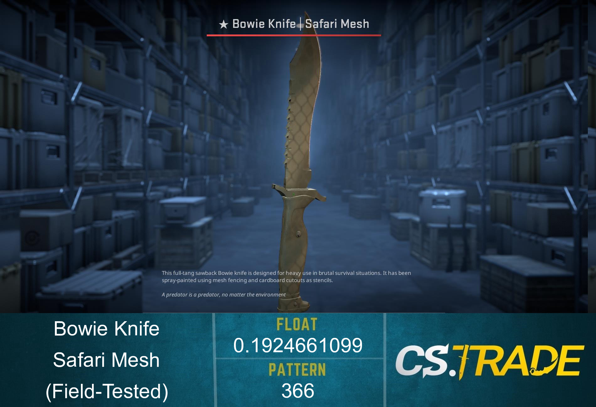 ★ Bowie Knife | Safari Mesh (Factory New) Screenshot