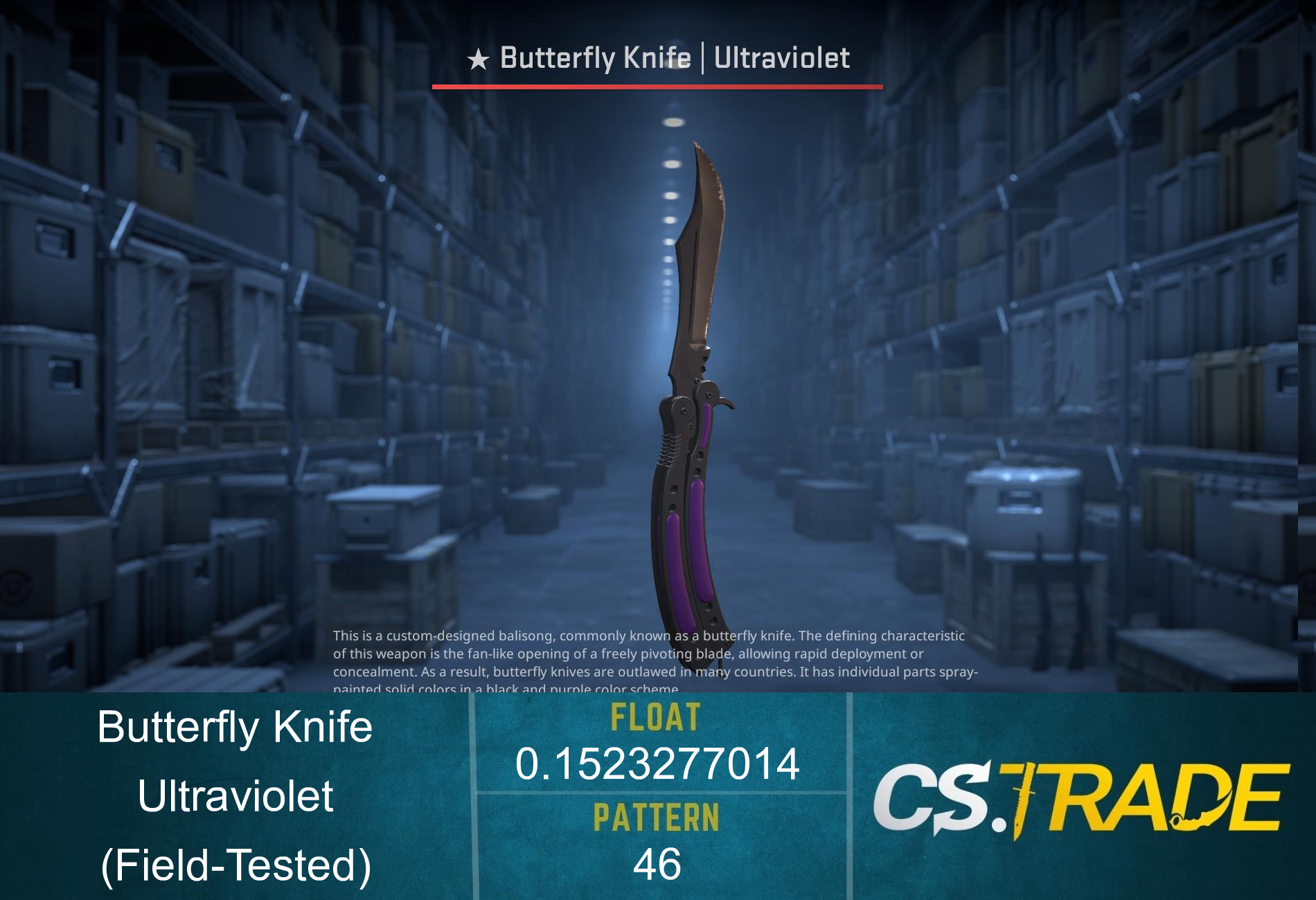 ★ StatTrak™ Butterfly Knife | Ultraviolet (Field-Tested) Screenshot