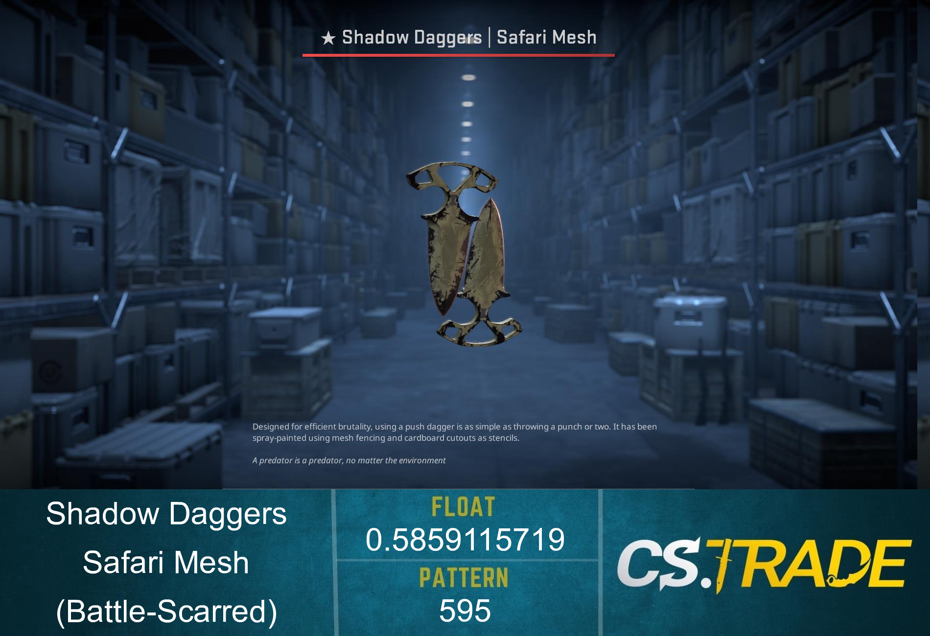 ★ StatTrak™ Shadow Daggers | Safari Mesh (Battle-Scarred) Screenshot