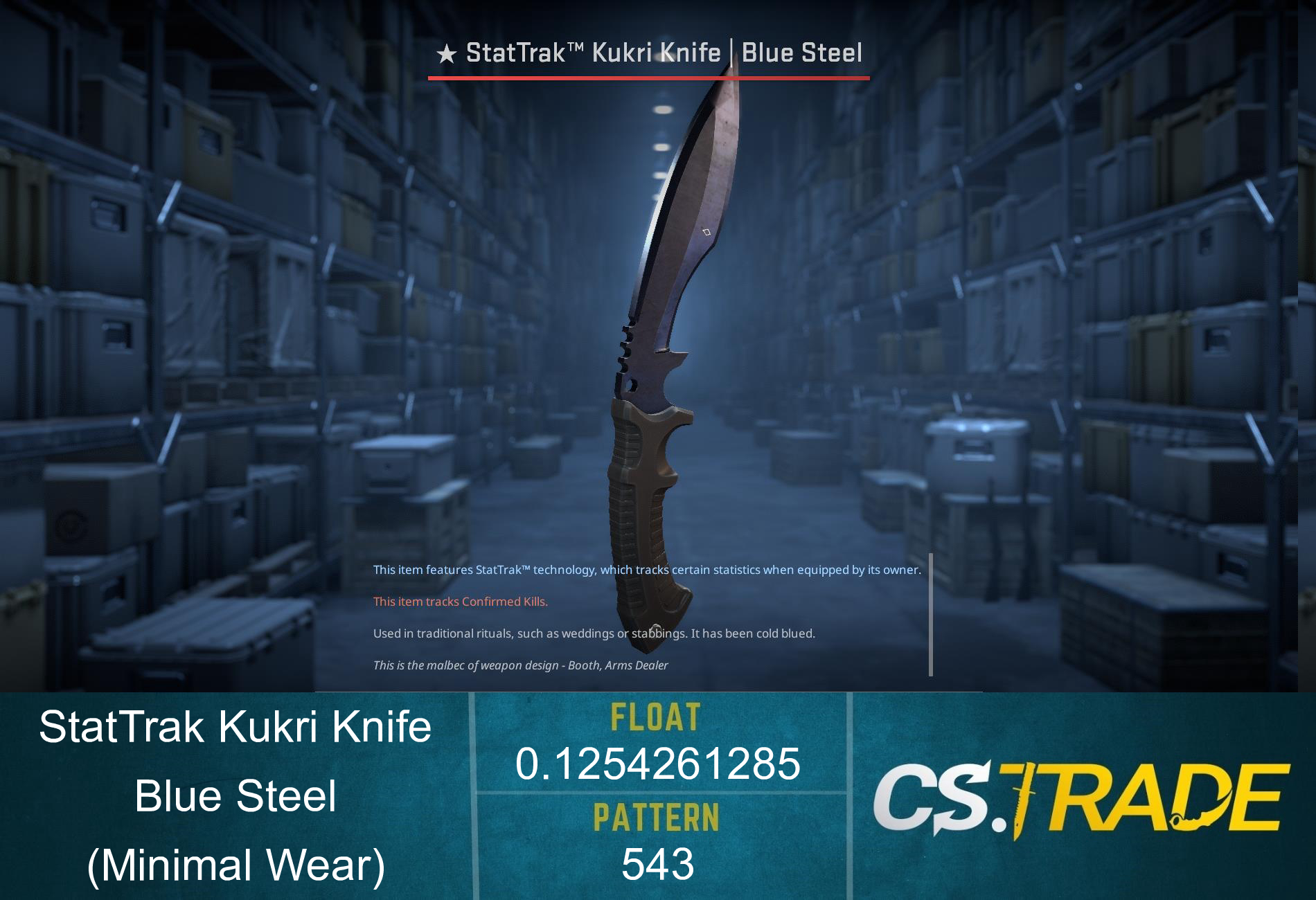 ★ StatTrak™ Kukri Knife | Blue Steel (Minimal Wear)
