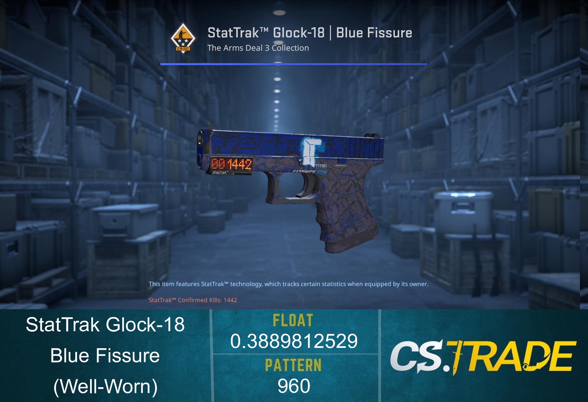 StatTrak™ Glock-18 | Blue Fissure (Well-Worn) Screenshot
