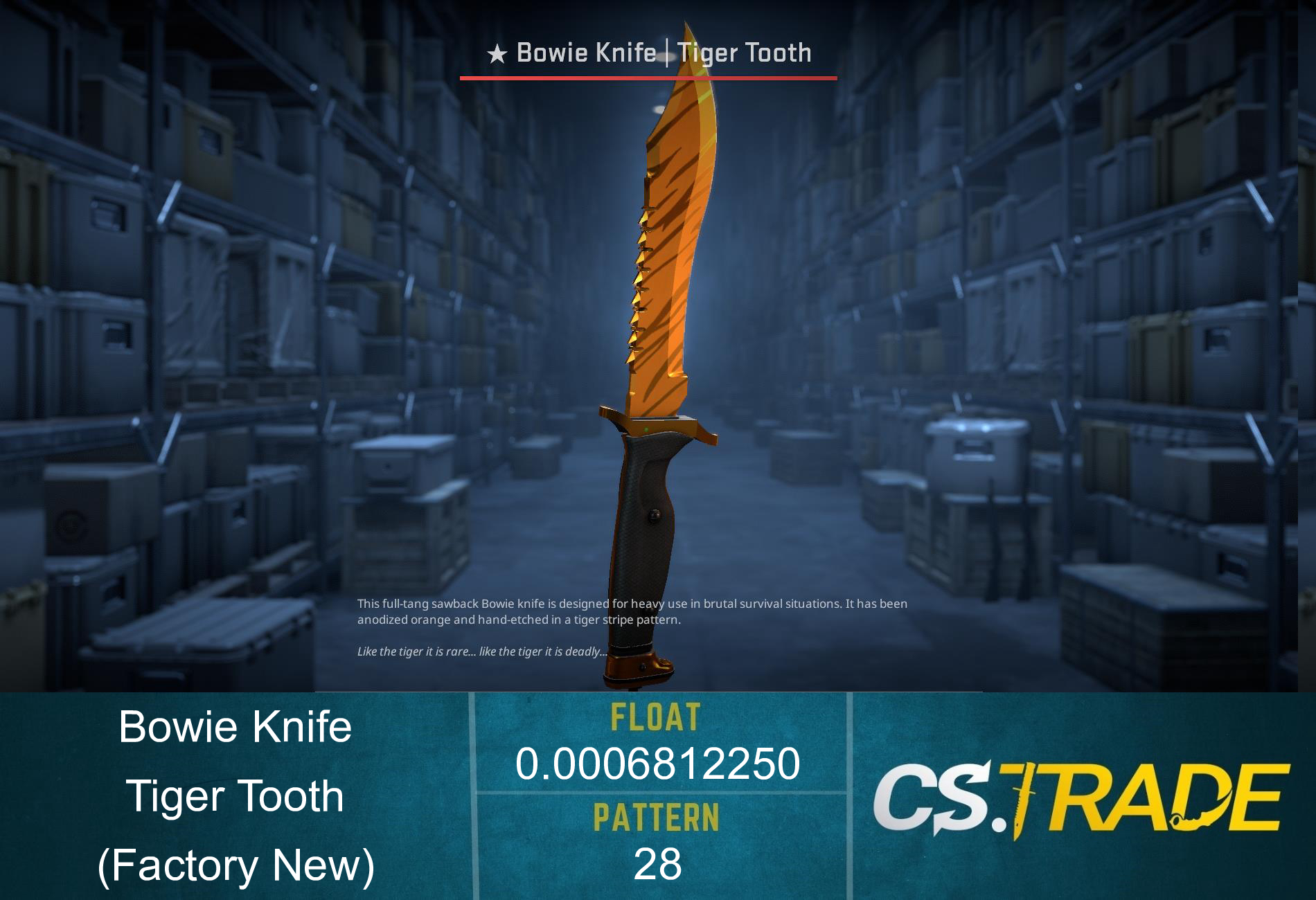 ★ Bowie Knife | Tiger Tooth (Factory New) Screenshot