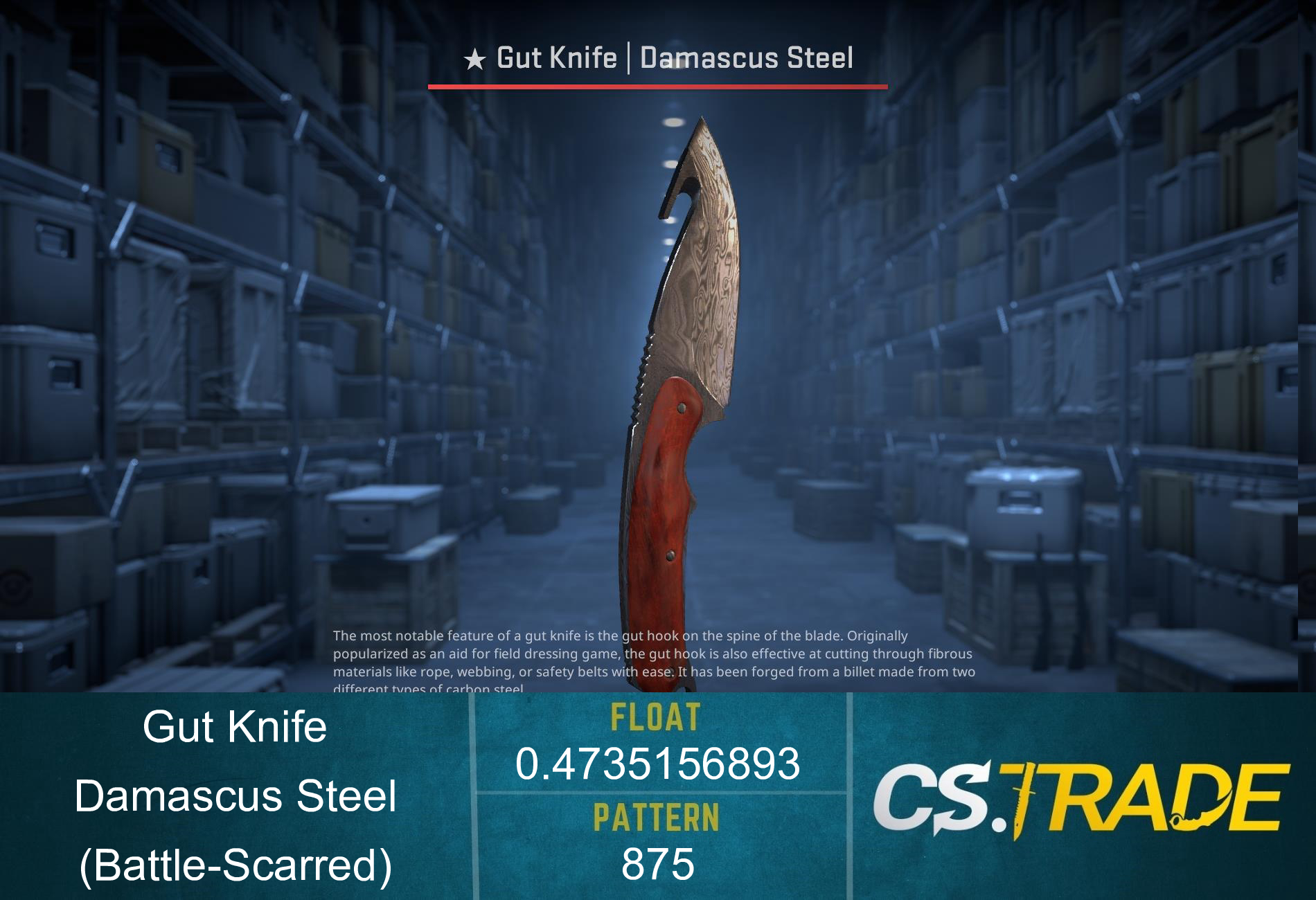 ★ Gut Knife | Damascus Steel (Battle-Scarred) Screenshot