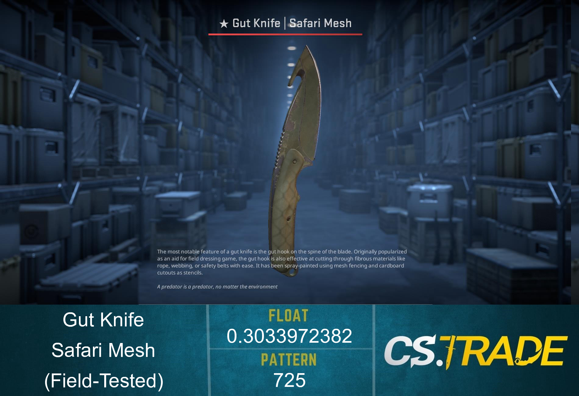 ★ Gut Knife | Safari Mesh (Factory New) Screenshot
