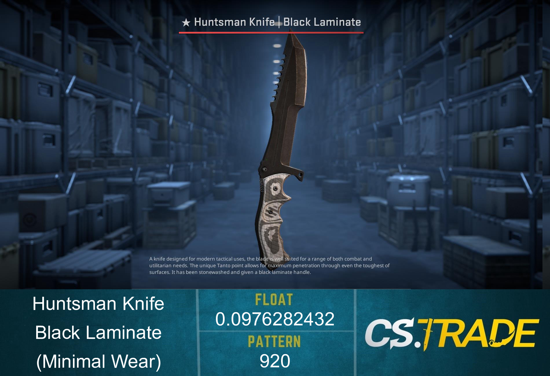 ★ Huntsman Knife | Black Laminate (Minimal Wear) Screenshot