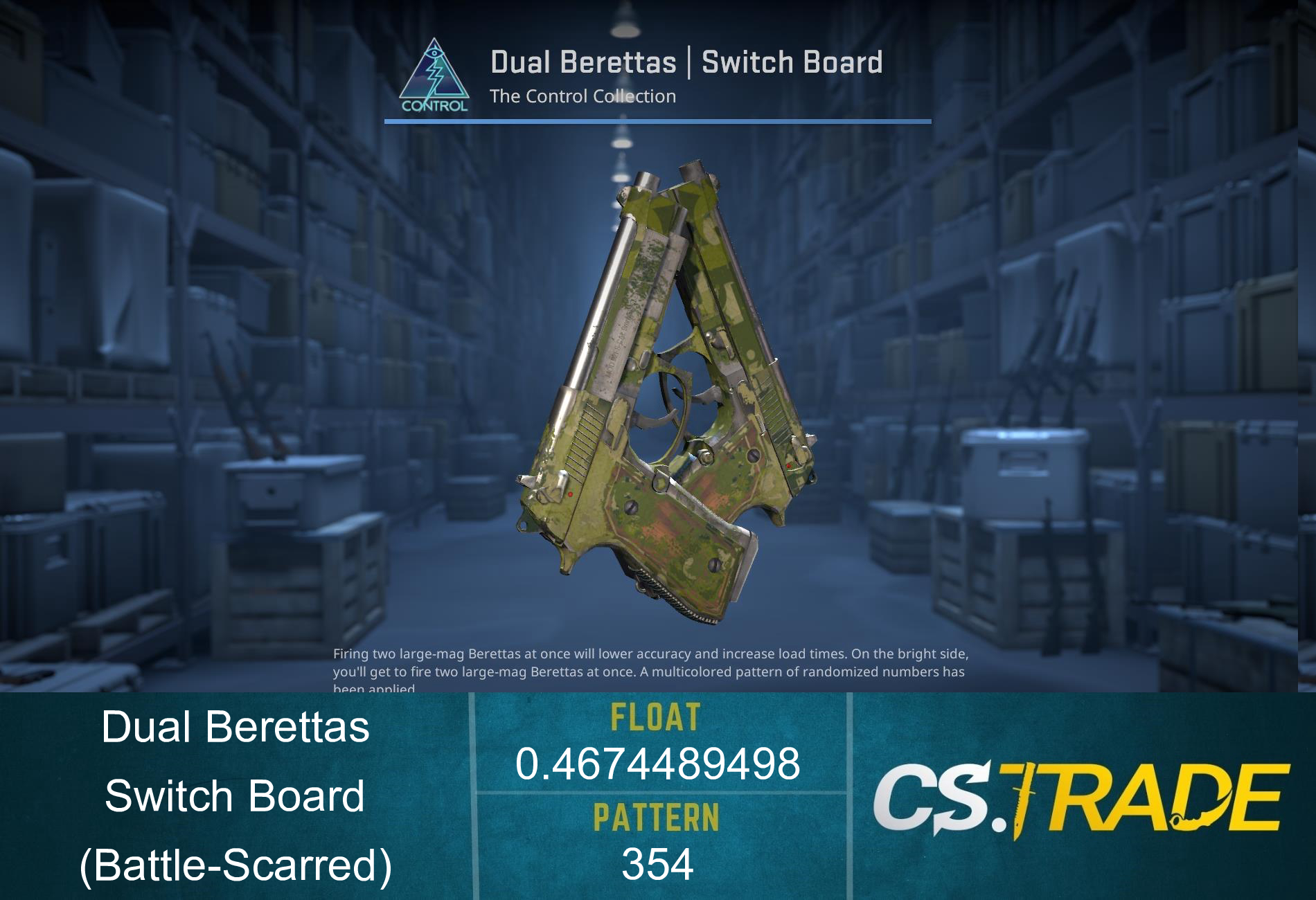 Dual Berettas | Switch Board (Battle-Scarred) Screenshot
