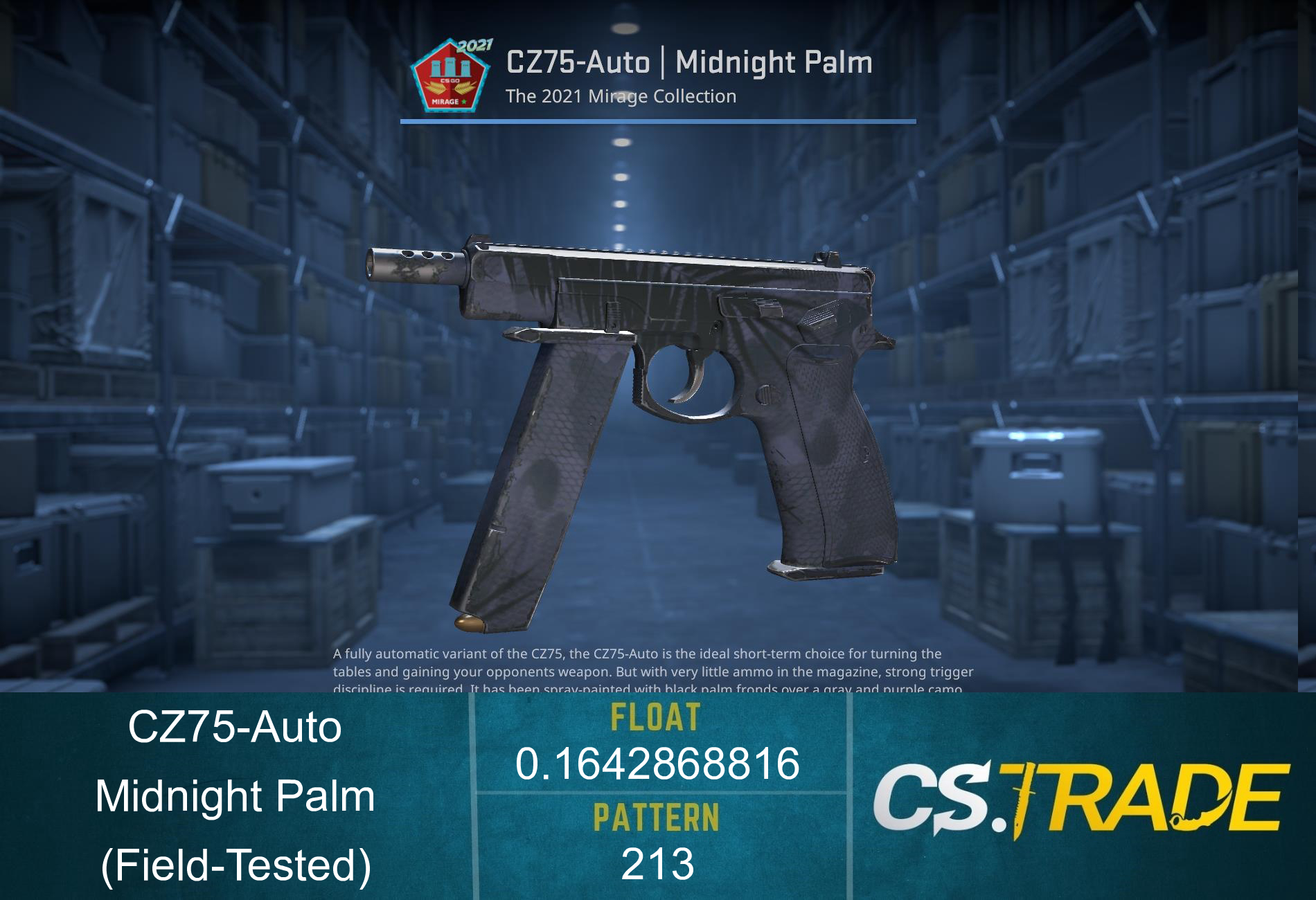 CZ75-Auto | Midnight Palm (Field-Tested) Screenshot