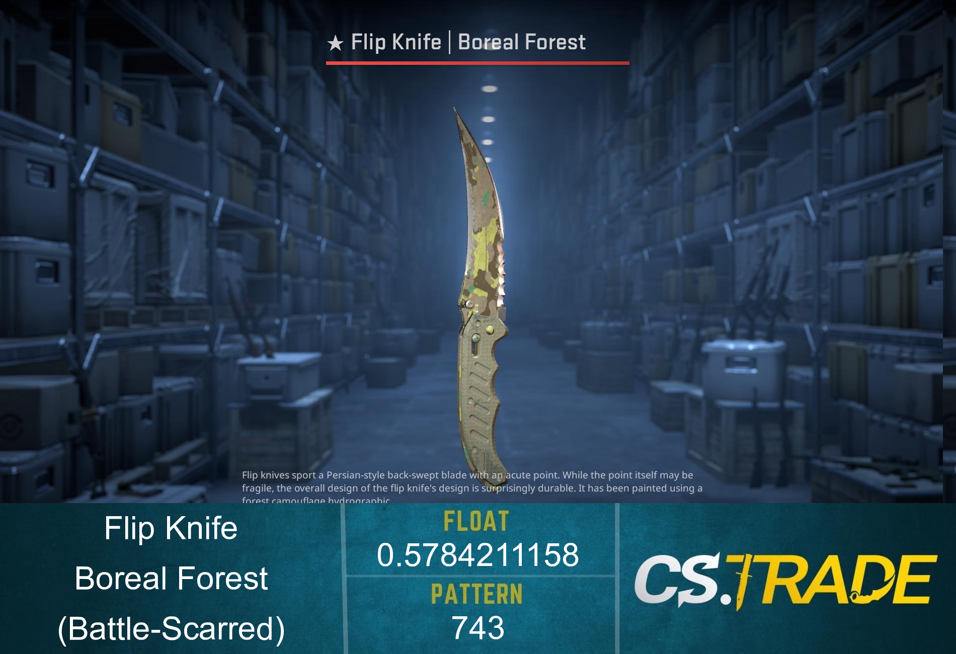 ★ StatTrak™ Flip Knife | Boreal Forest (Battle-Scarred) Screenshot