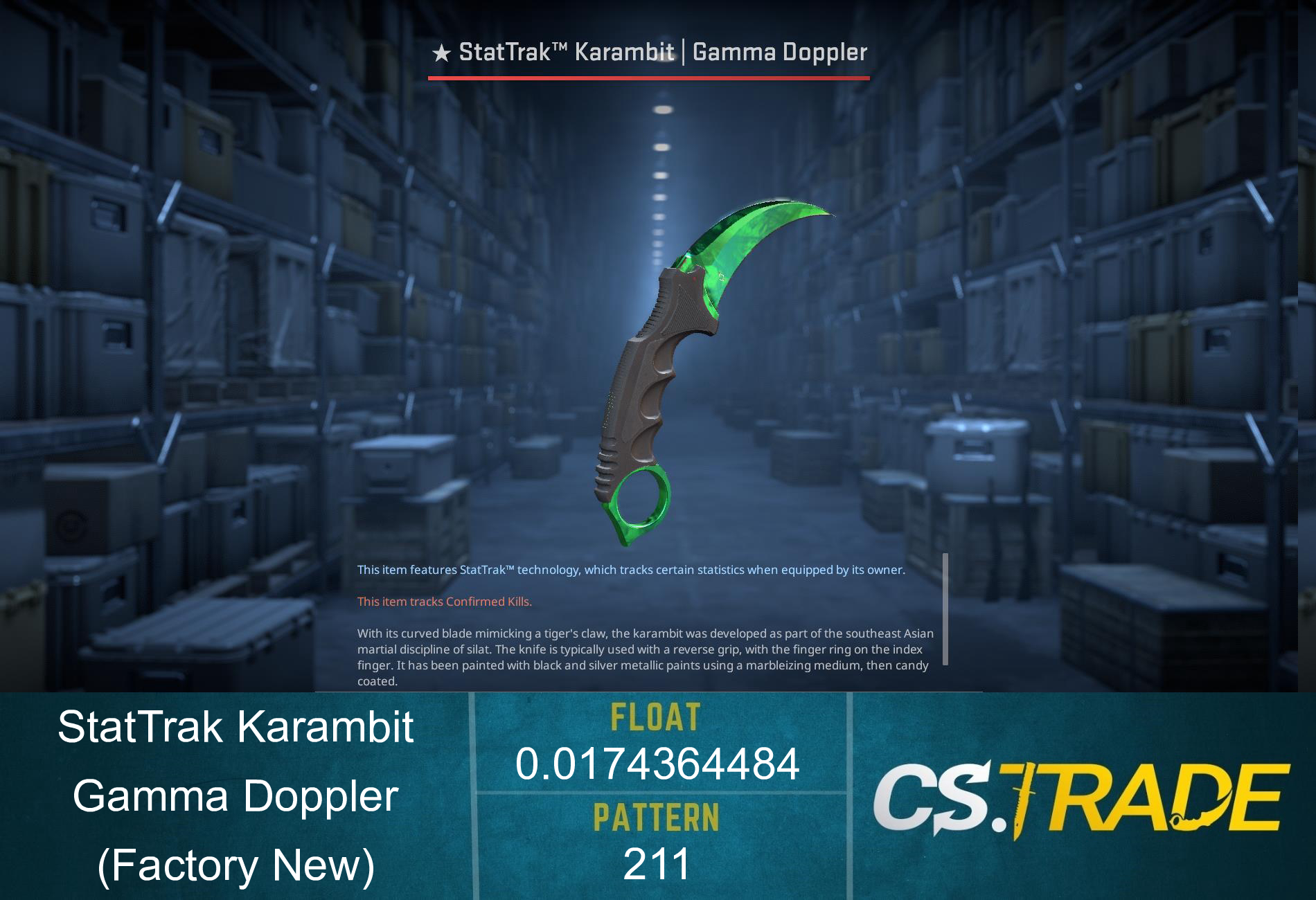 ★ StatTrak™ Karambit | Gamma Doppler Emerald (Factory New)