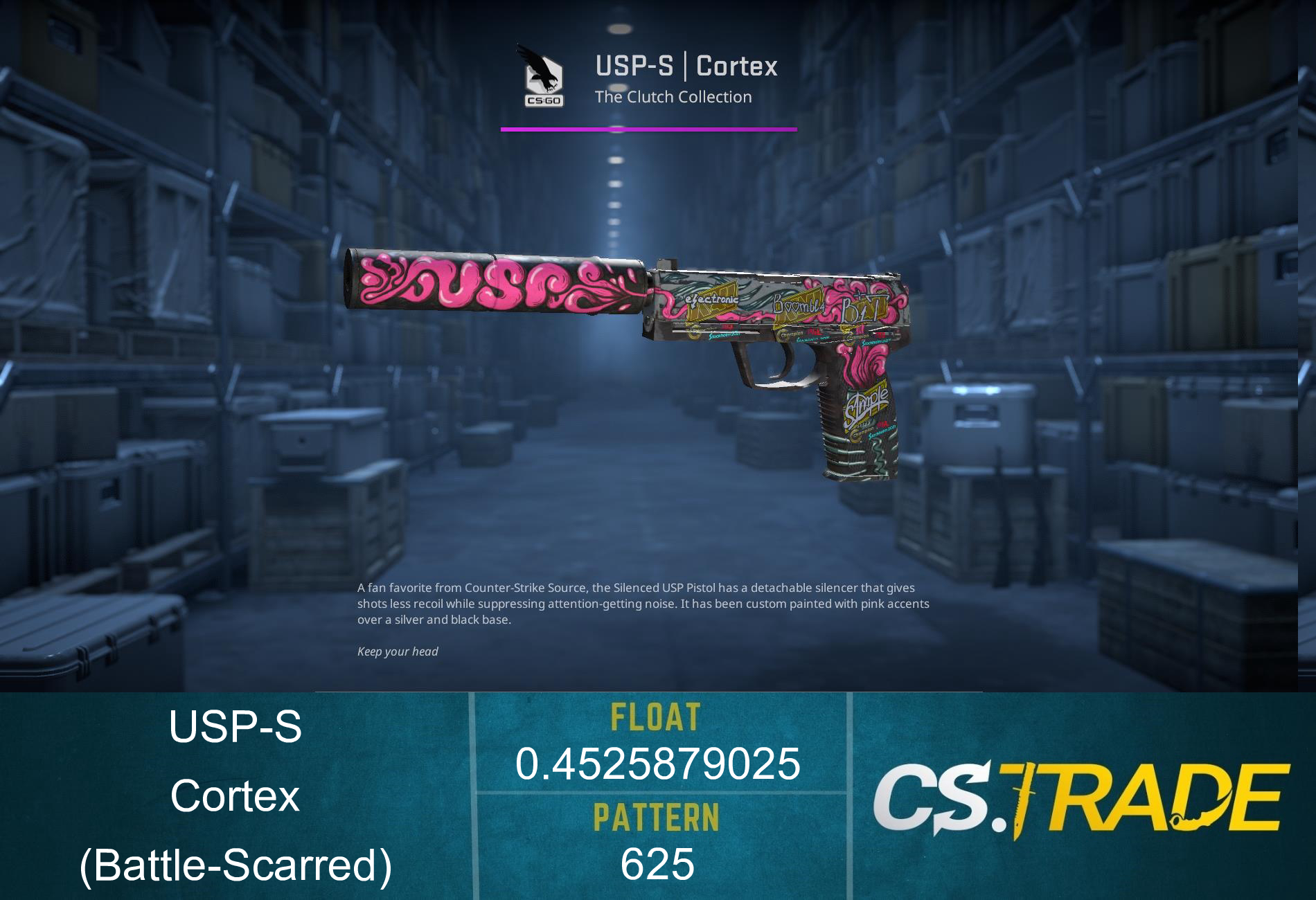 StatTrak™ USP-S | Cortex (Battle-Scarred) Screenshot