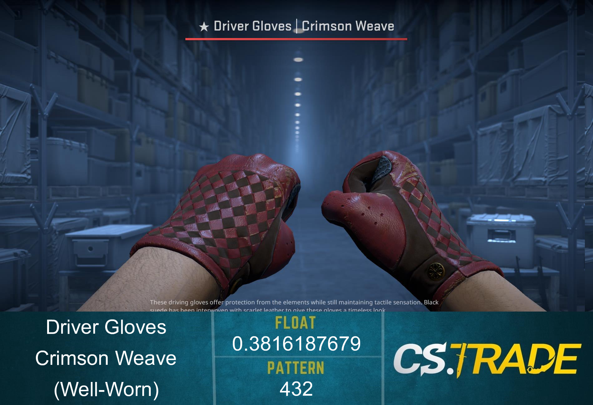 ★ Driver Gloves | Crimson Weave (Well-Worn) Screenshot