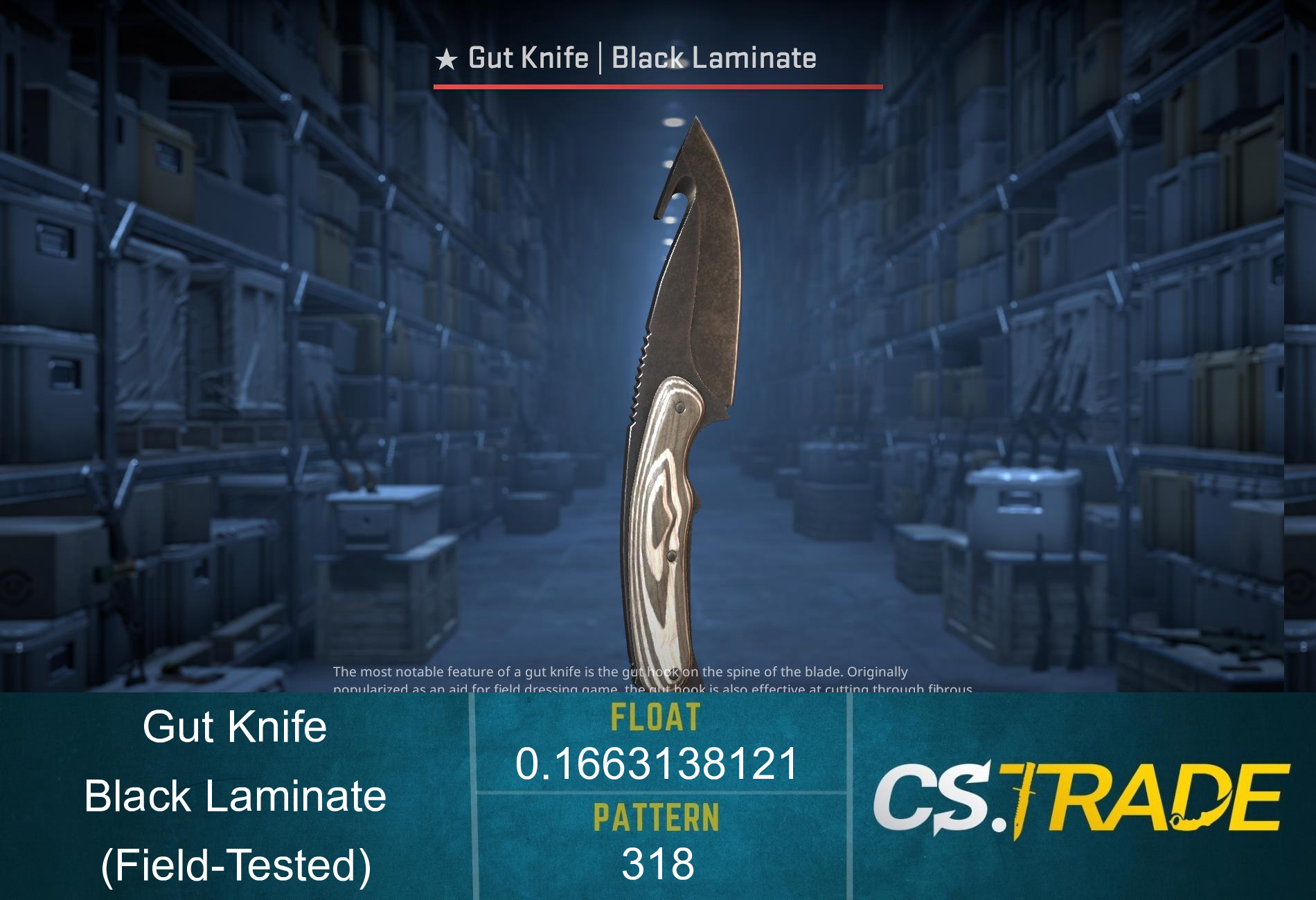 ★ Gut Knife | Black Laminate (Field-Tested) Screenshot