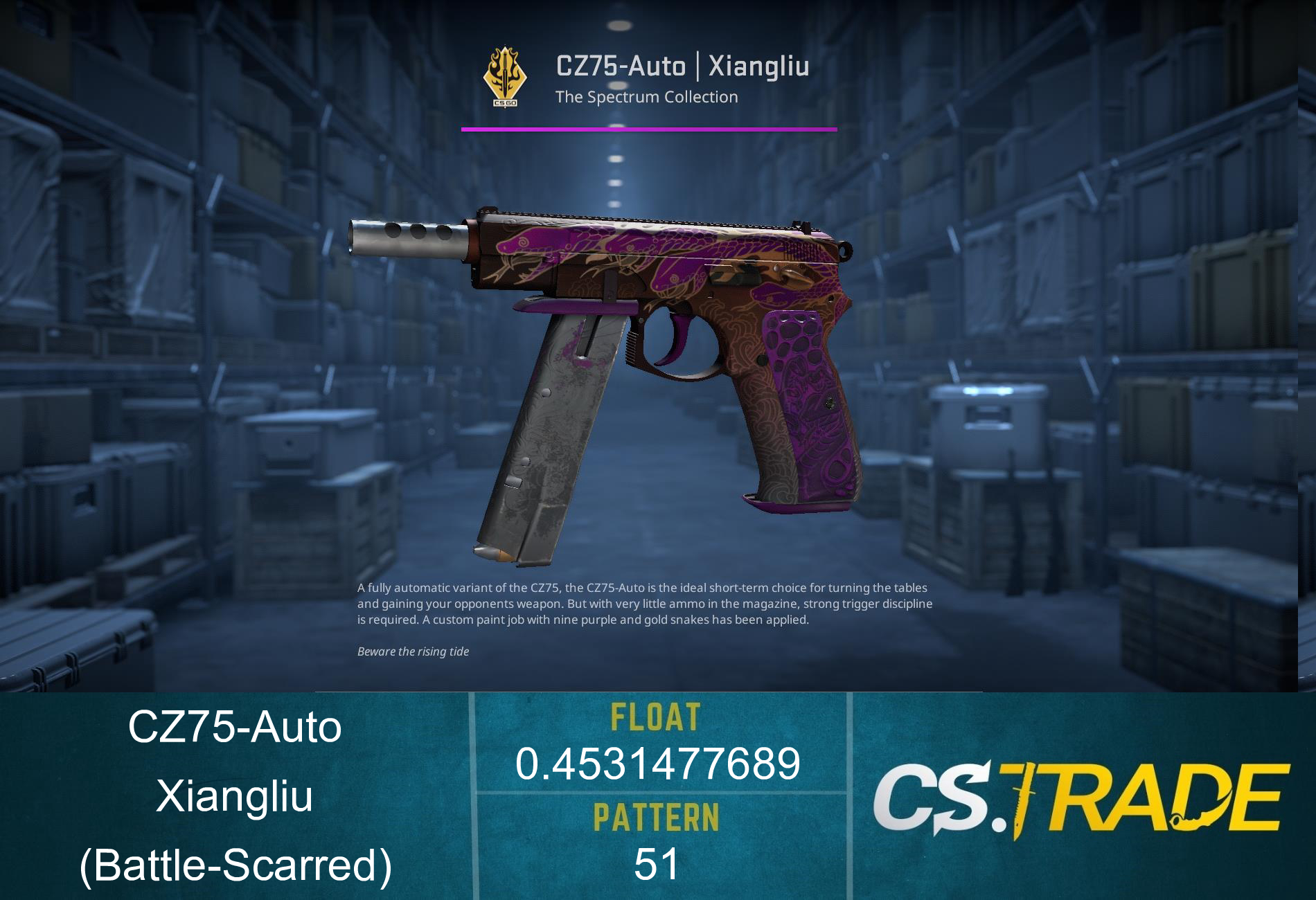 StatTrak™ CZ75-Auto | Xiangliu (Battle-Scarred) Screenshot