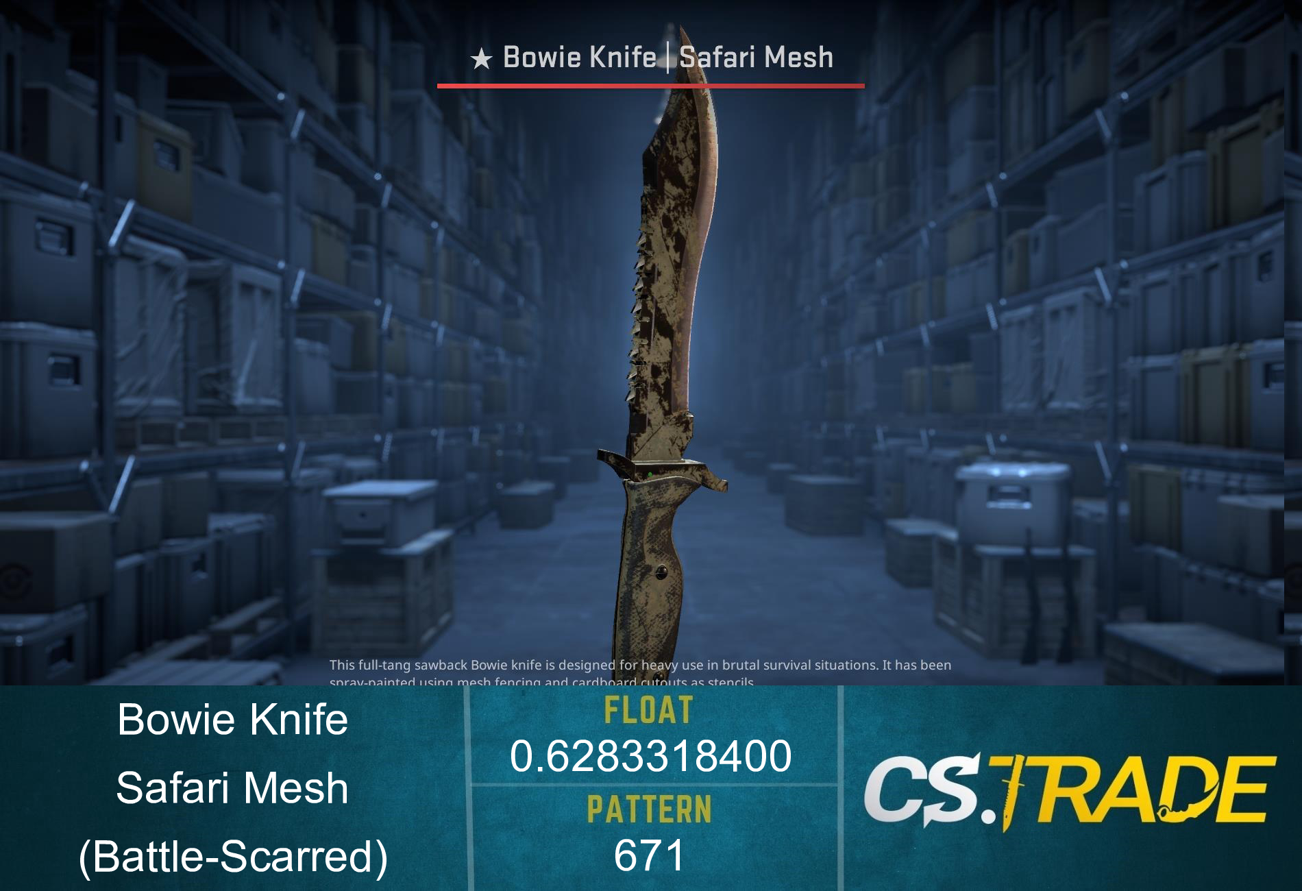 ★ Bowie Knife | Safari Mesh (Battle-Scarred) Screenshot