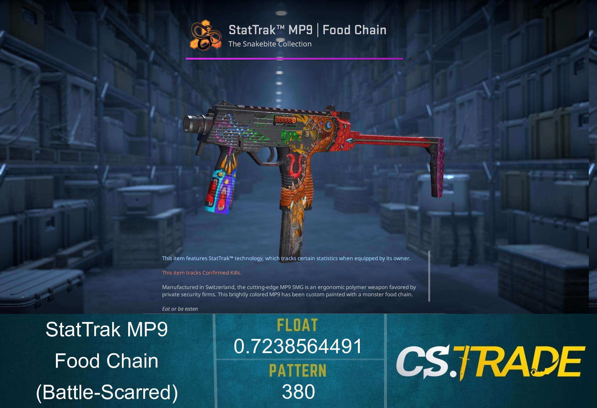 StatTrak™ MP9 | Food Chain (Battle-Scarred)