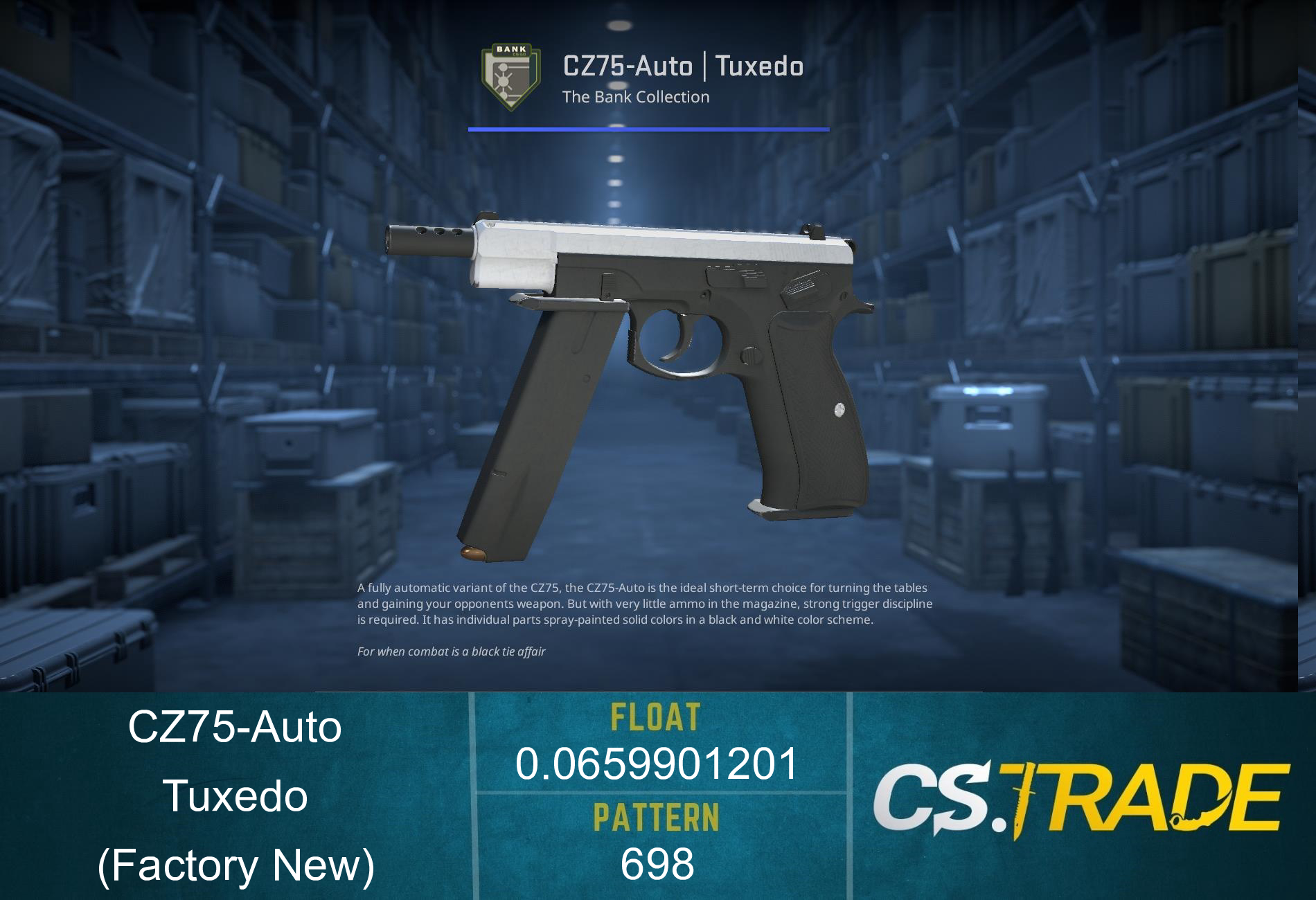 CZ75-Auto | Tuxedo (Well-Worn) Screenshot