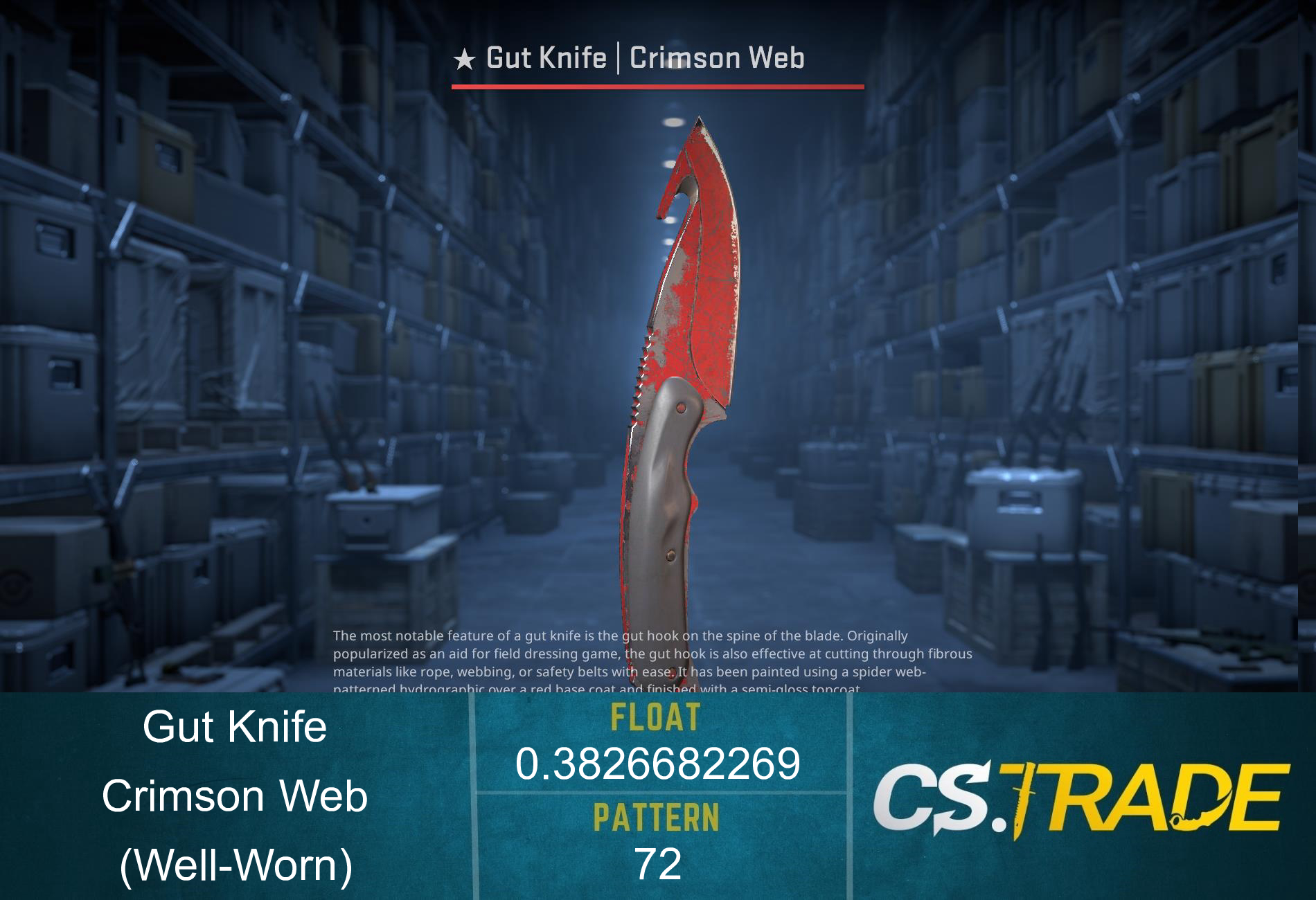 ★ StatTrak™ Gut Knife | Crimson Web (Well-Worn) Screenshot