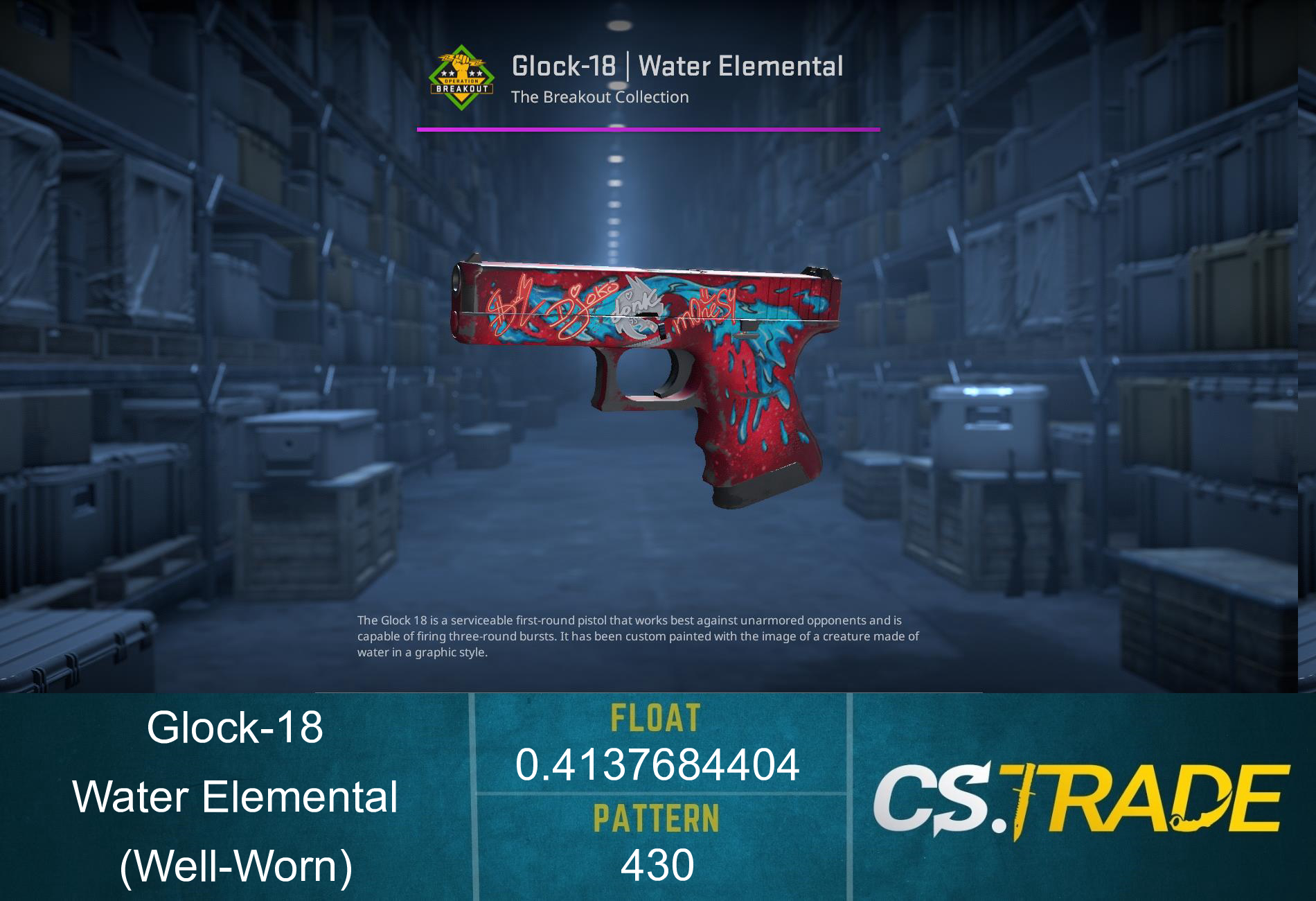 Glock-18 | Water Elemental (Well-Worn) Screenshot