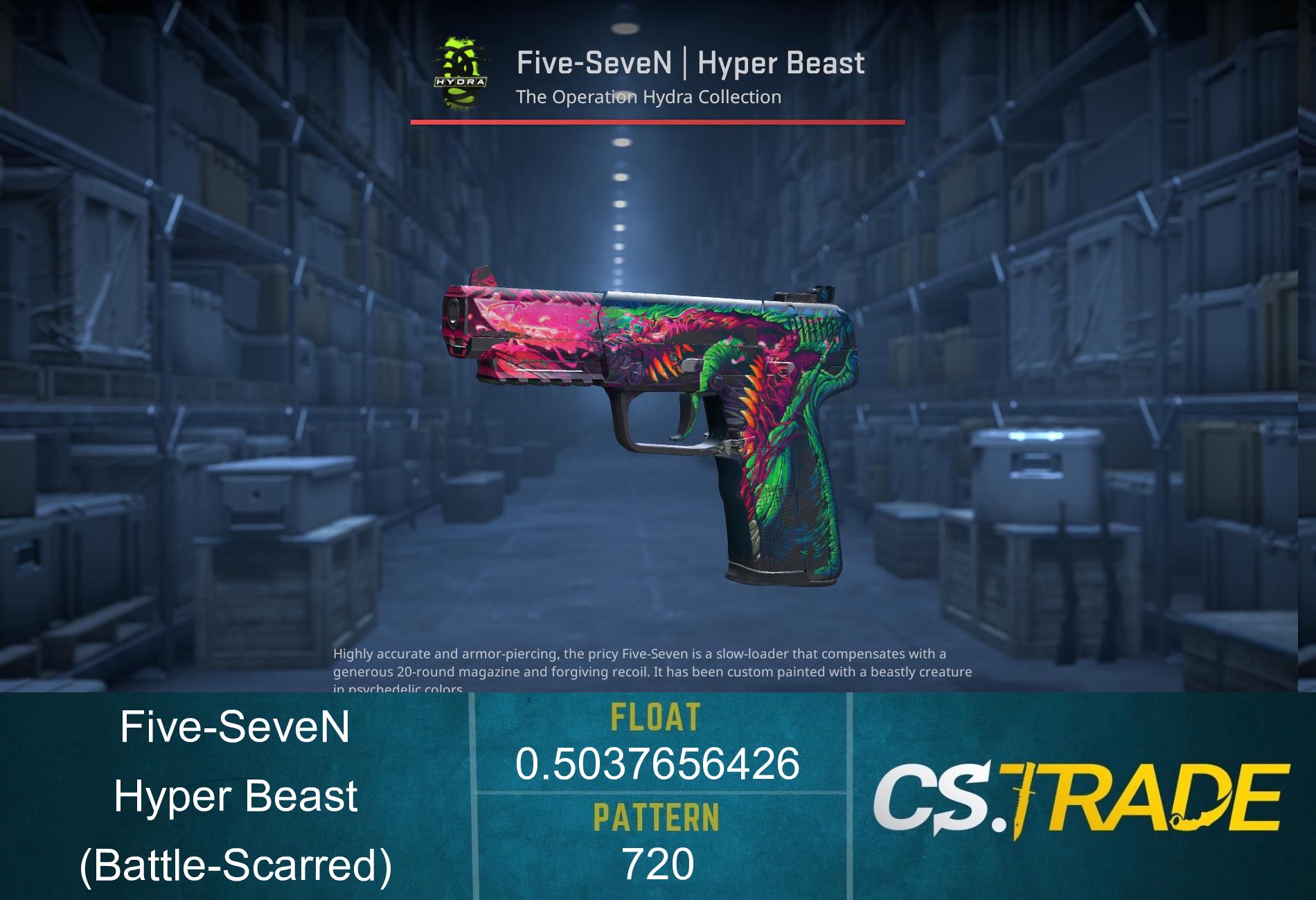 StatTrak™ Five-SeveN | Hyper Beast (Battle-Scarred) Screenshot