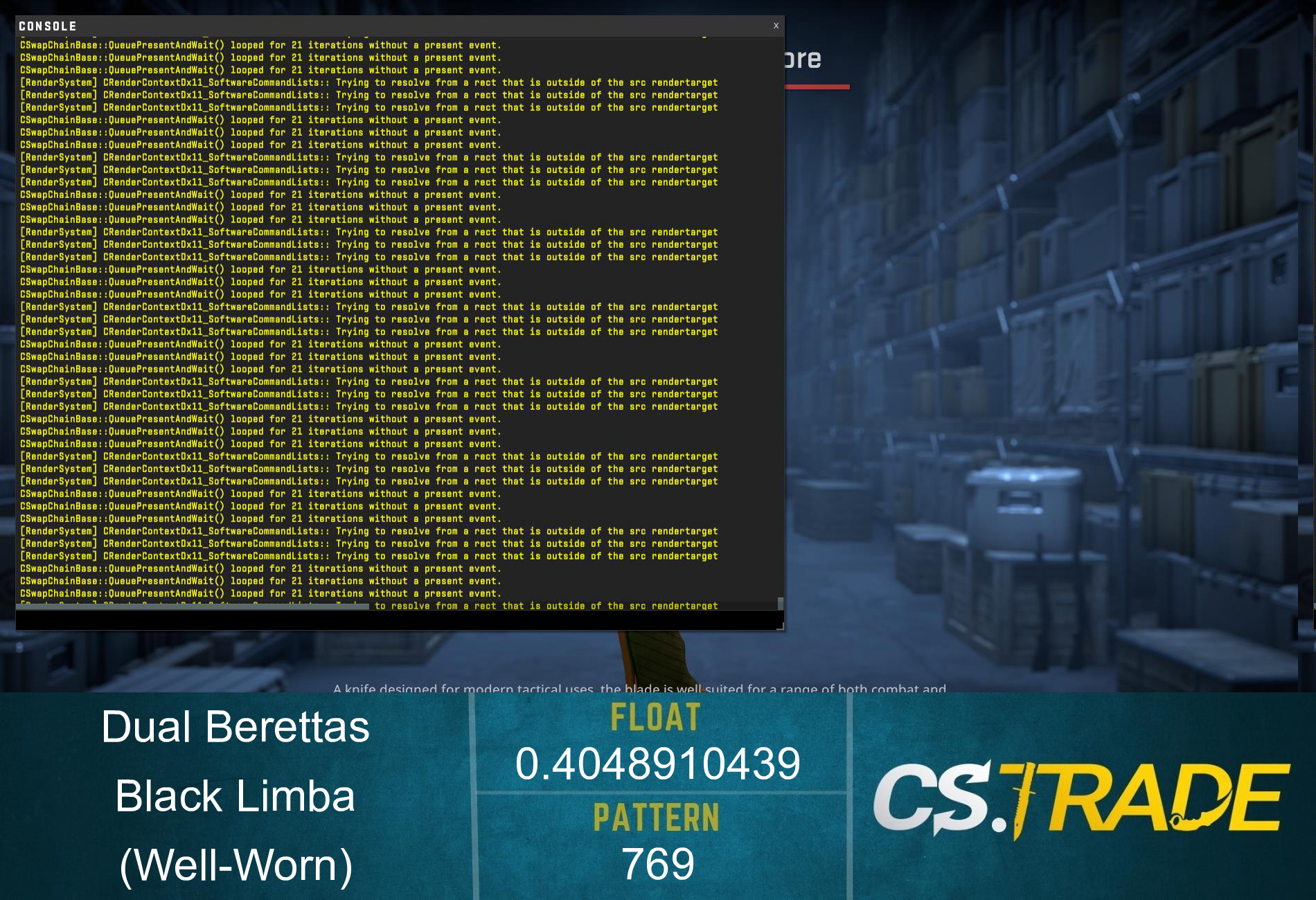 Dual Berettas | Black Limba (Well-Worn) Screenshot