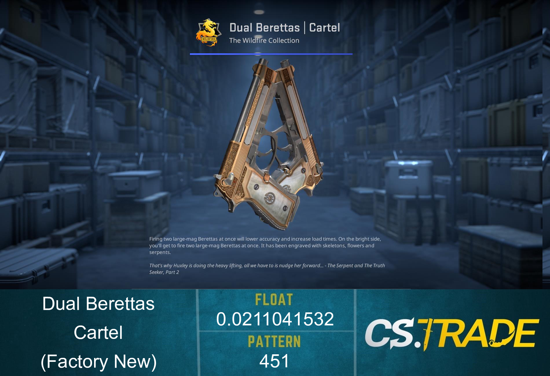Dual Berettas | Cartel (Factory New) Screenshot