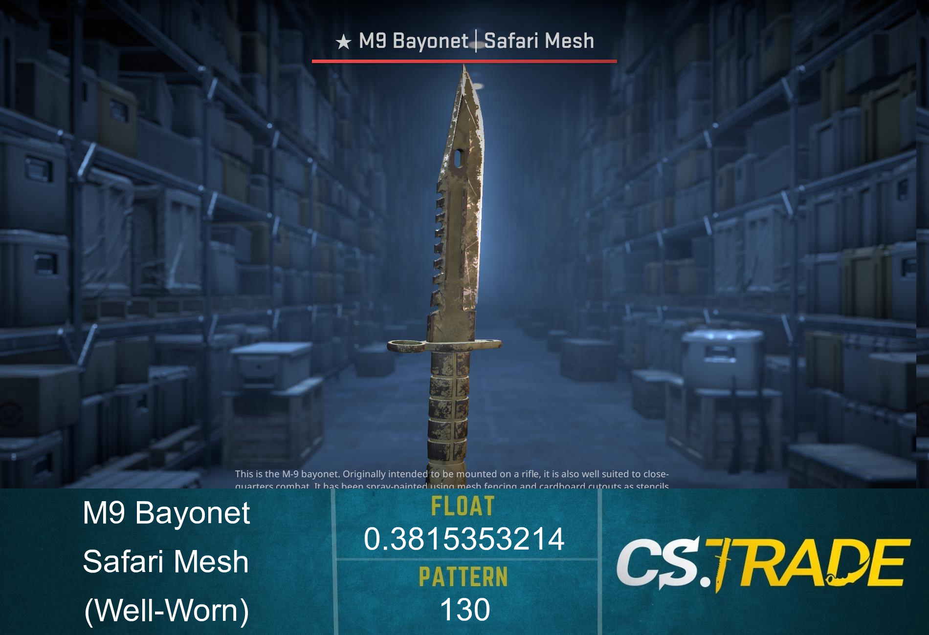 ★ StatTrak™ M9 Bayonet | Safari Mesh (Well-Worn) Screenshot