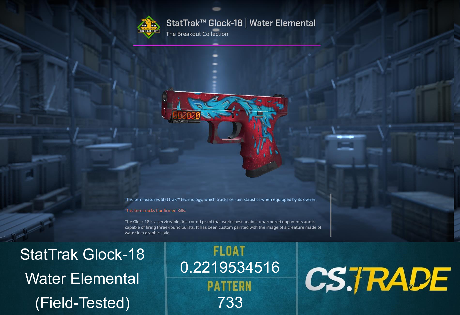 StatTrak™ Glock-18 | Water Elemental (Field-Tested)