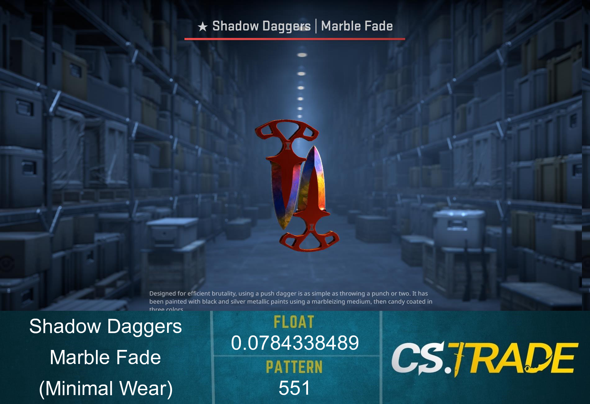 ★ StatTrak™ Shadow Daggers | Marble Fade (Minimal Wear) Screenshot