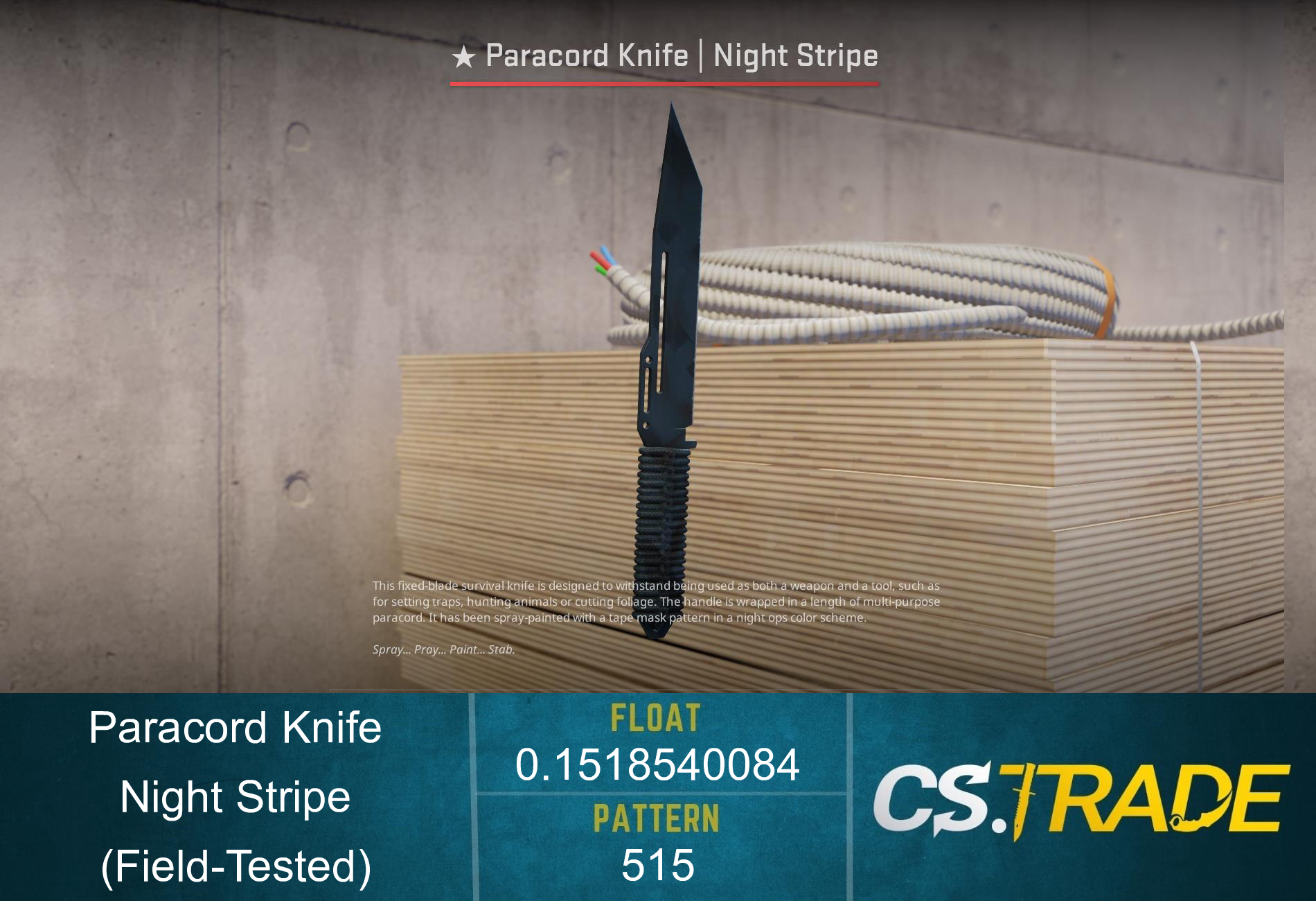 ★ StatTrak™ Paracord Knife | Night Stripe (Field-Tested) Screenshot