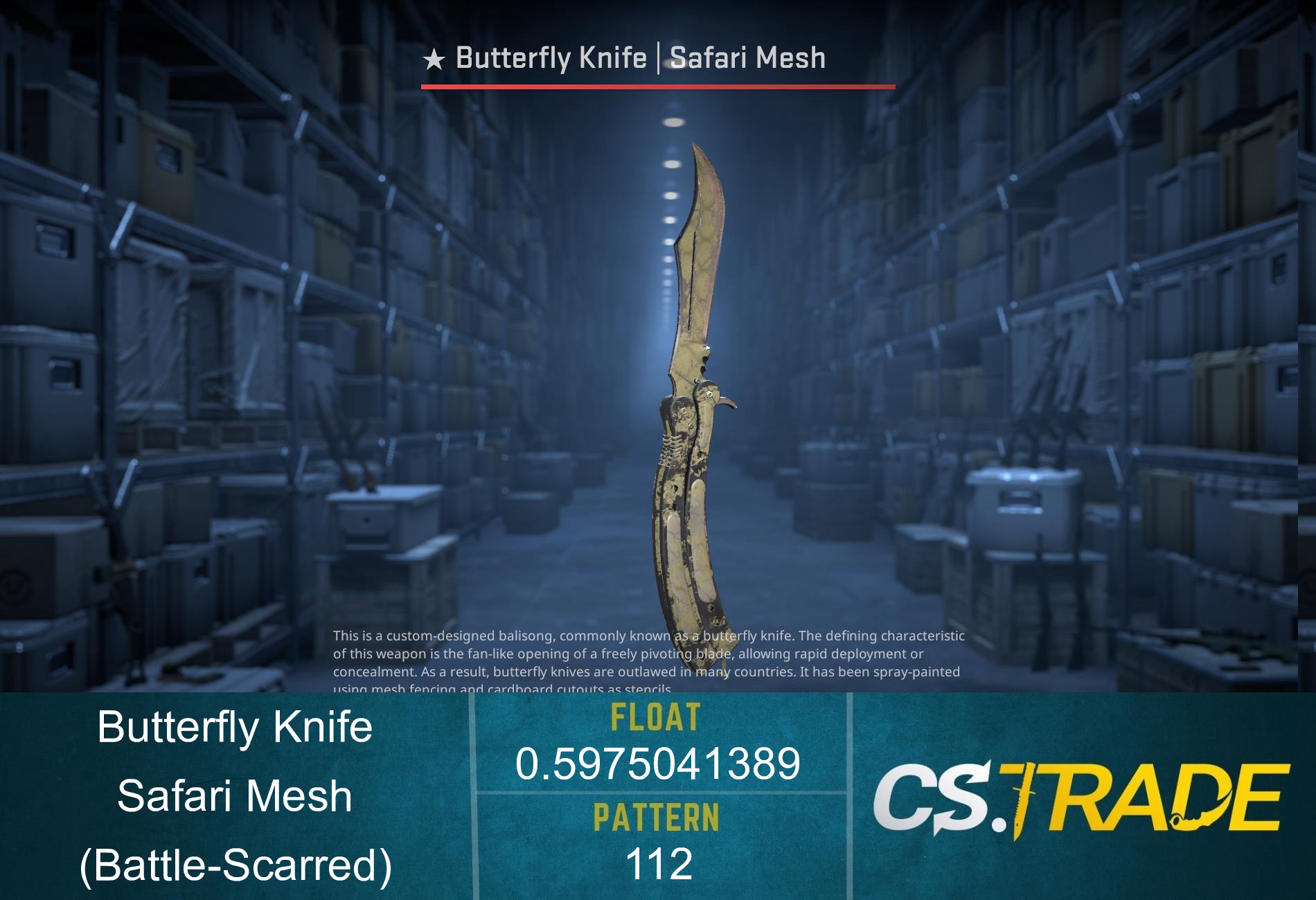 ★ Butterfly Knife | Safari Mesh (Battle-Scarred) Screenshot