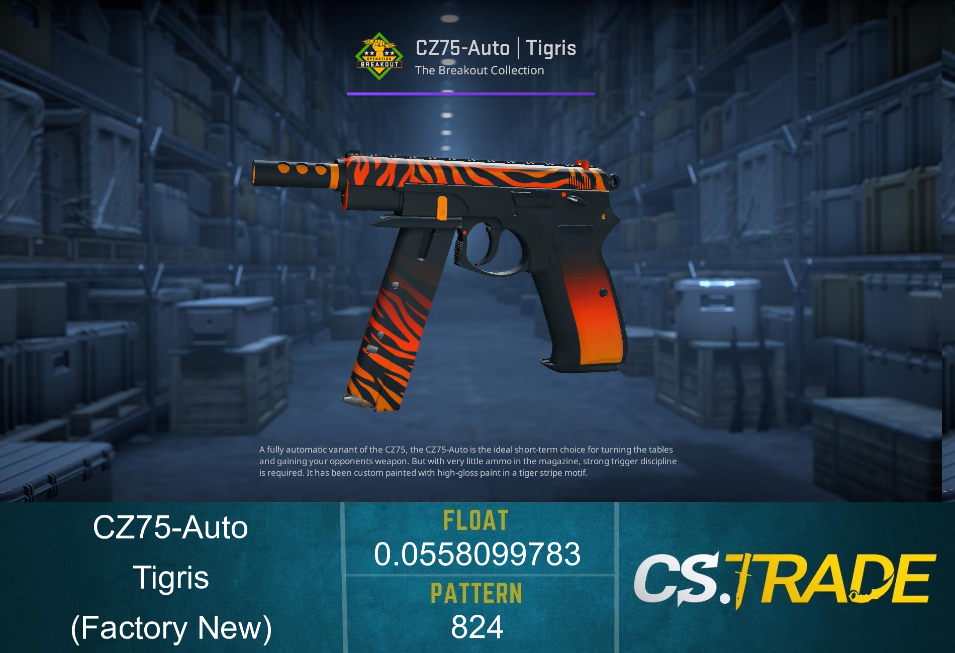 CZ75-Auto | Tigris (Factory New) Screenshot