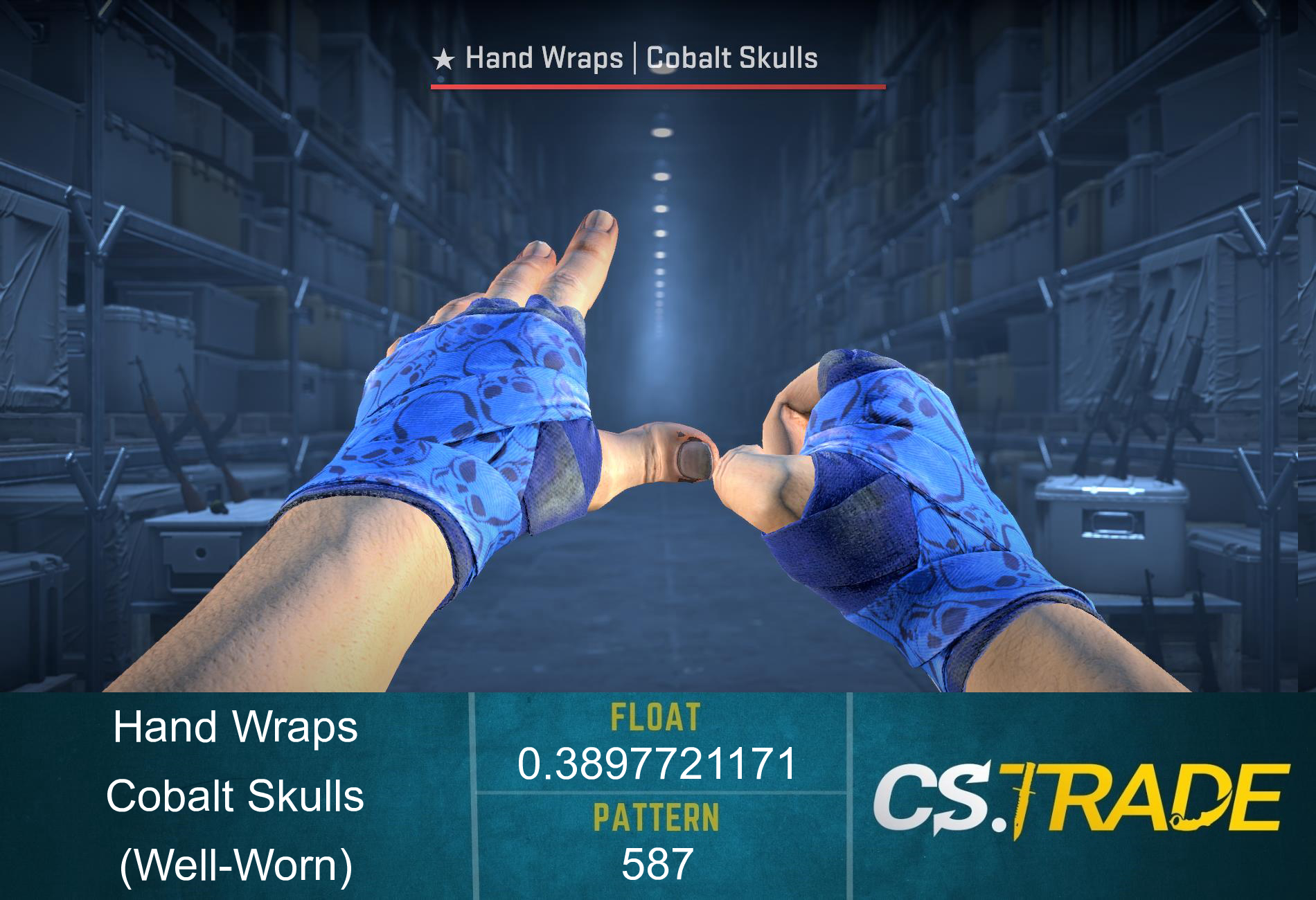 ★ Hand Wraps | Cobalt Skulls (Well-Worn) Screenshot