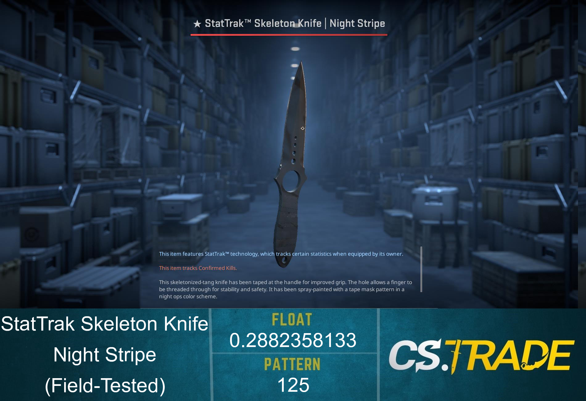 ★ StatTrak™ Skeleton Knife | Night Stripe (Field-Tested)