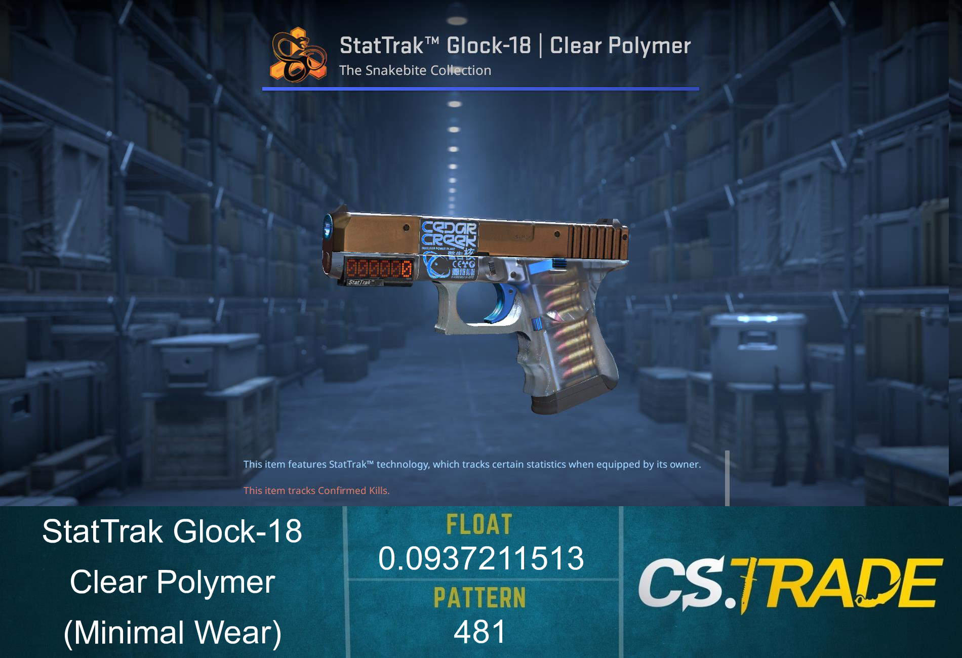 StatTrak™ Glock-18 | Clear Polymer (Minimal Wear) Screenshot