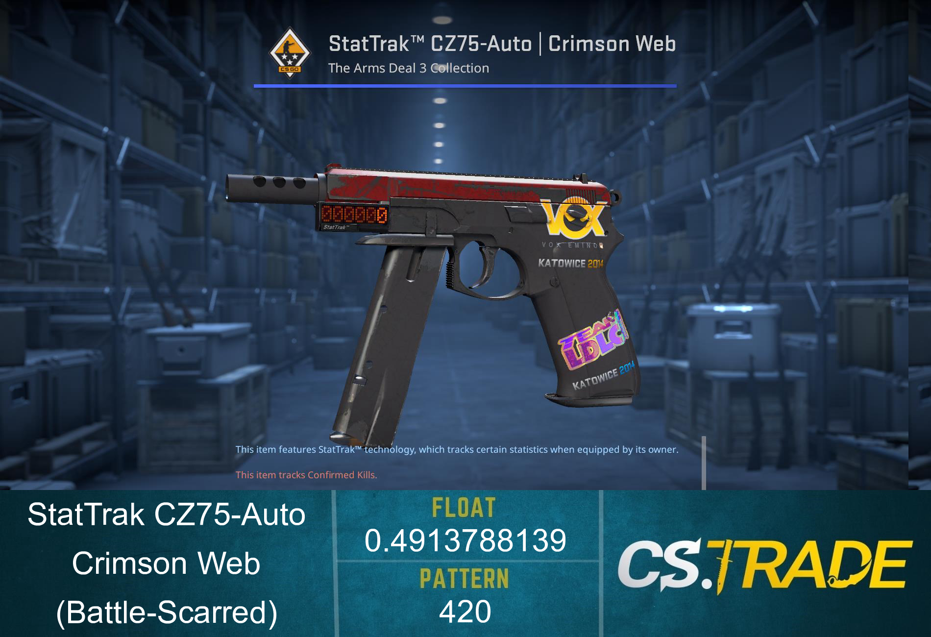 CZ75-Auto | Crimson Web (Battle-Scarred) Screenshot
